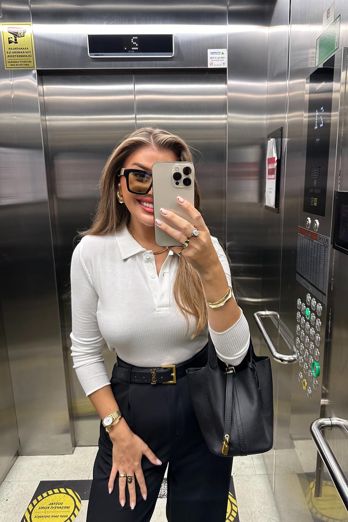 Massi Model Lüx Kalite Polo Yaka İnce Triko Bluz Beyaz