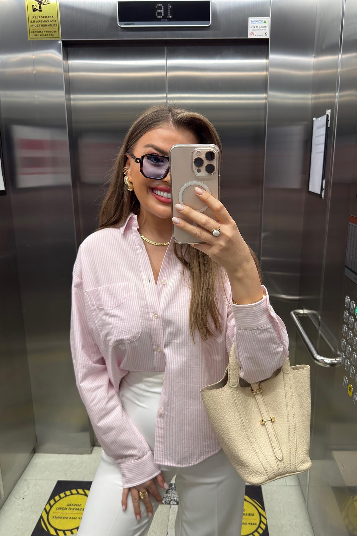 Orjinal Marka Tam Pamuklu İtalyan Marin Gömlek Pembe