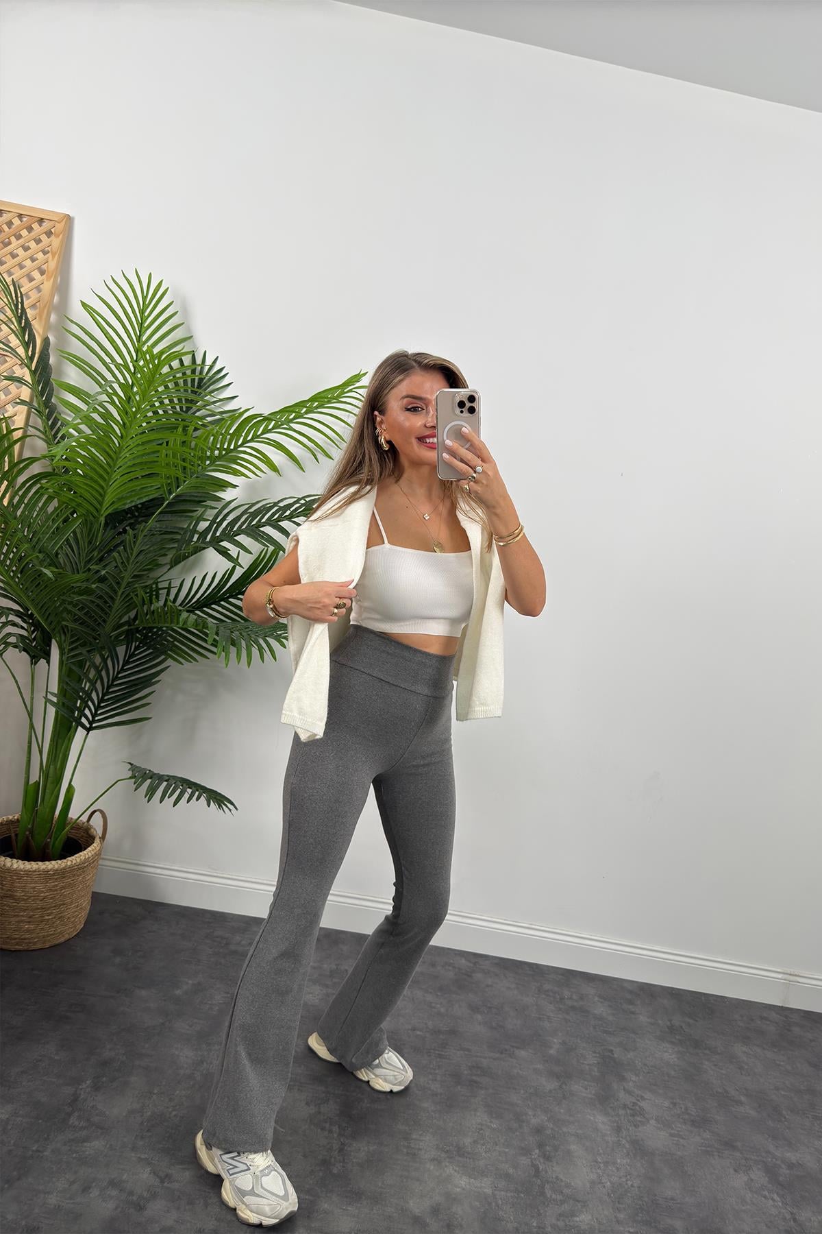 Oysh Model Penye Kaşkorse Likralı Relax Tayt Antrasit