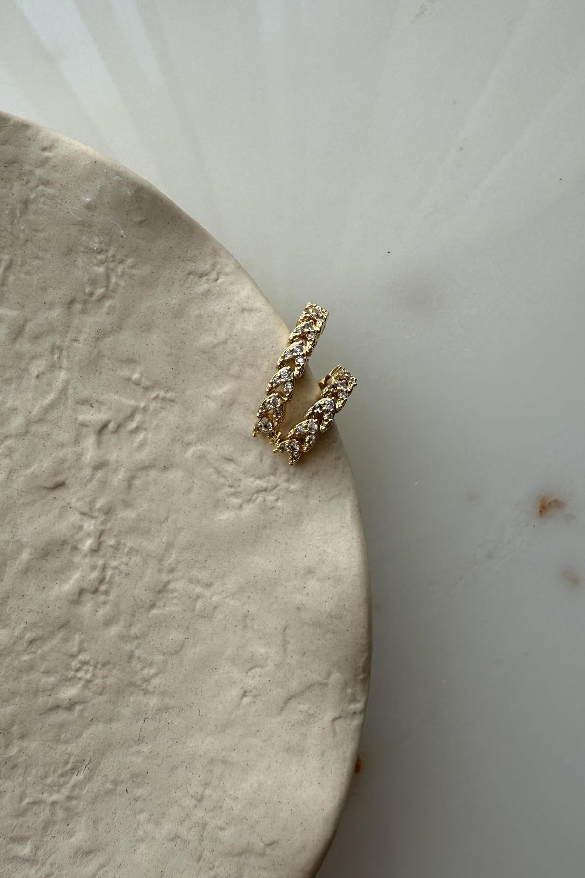 Özel Seri Çiftli Örgü Model Kıkırdak Küpesi