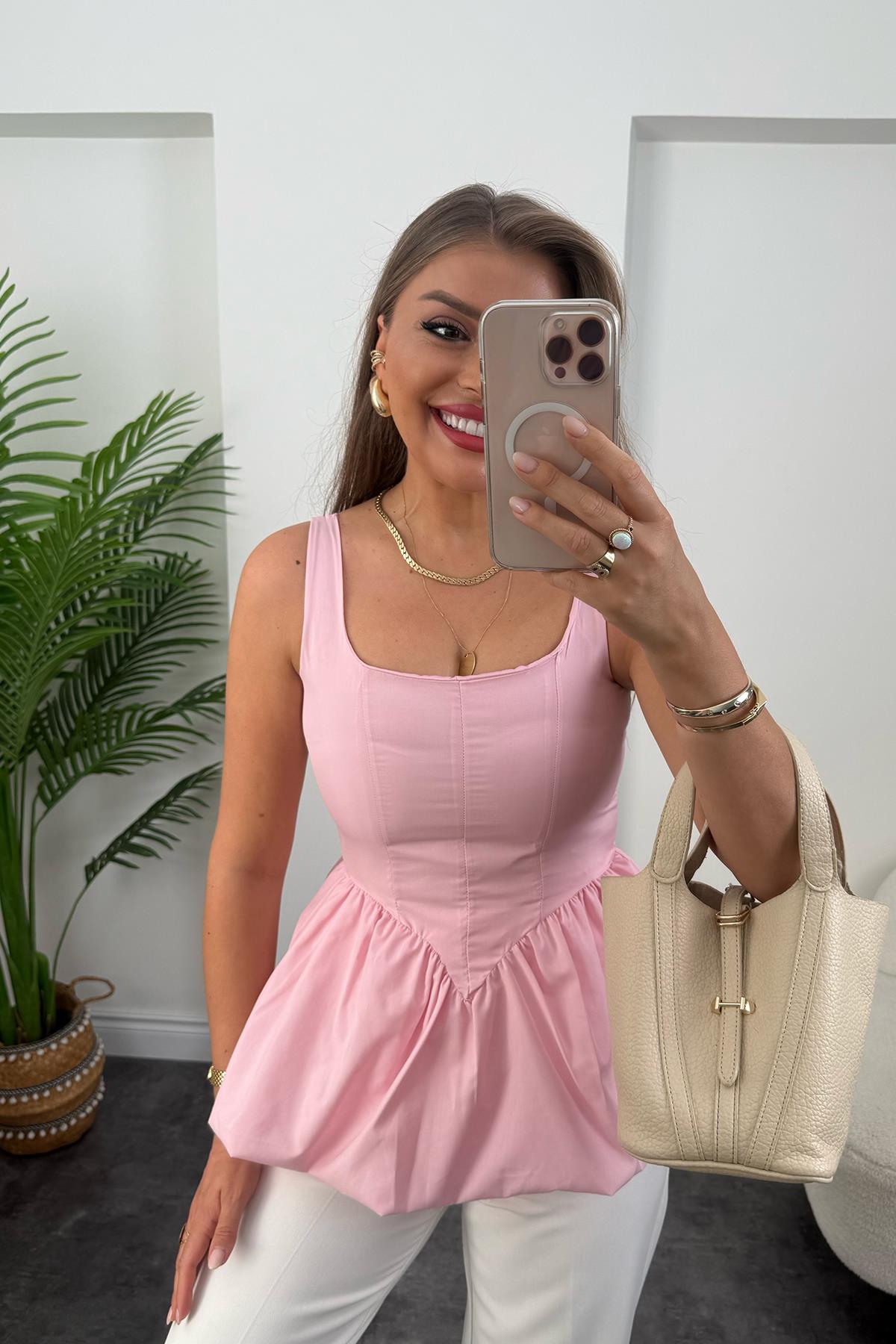 Pinterest Model Balon Etek Tasarım Bluz Pembe