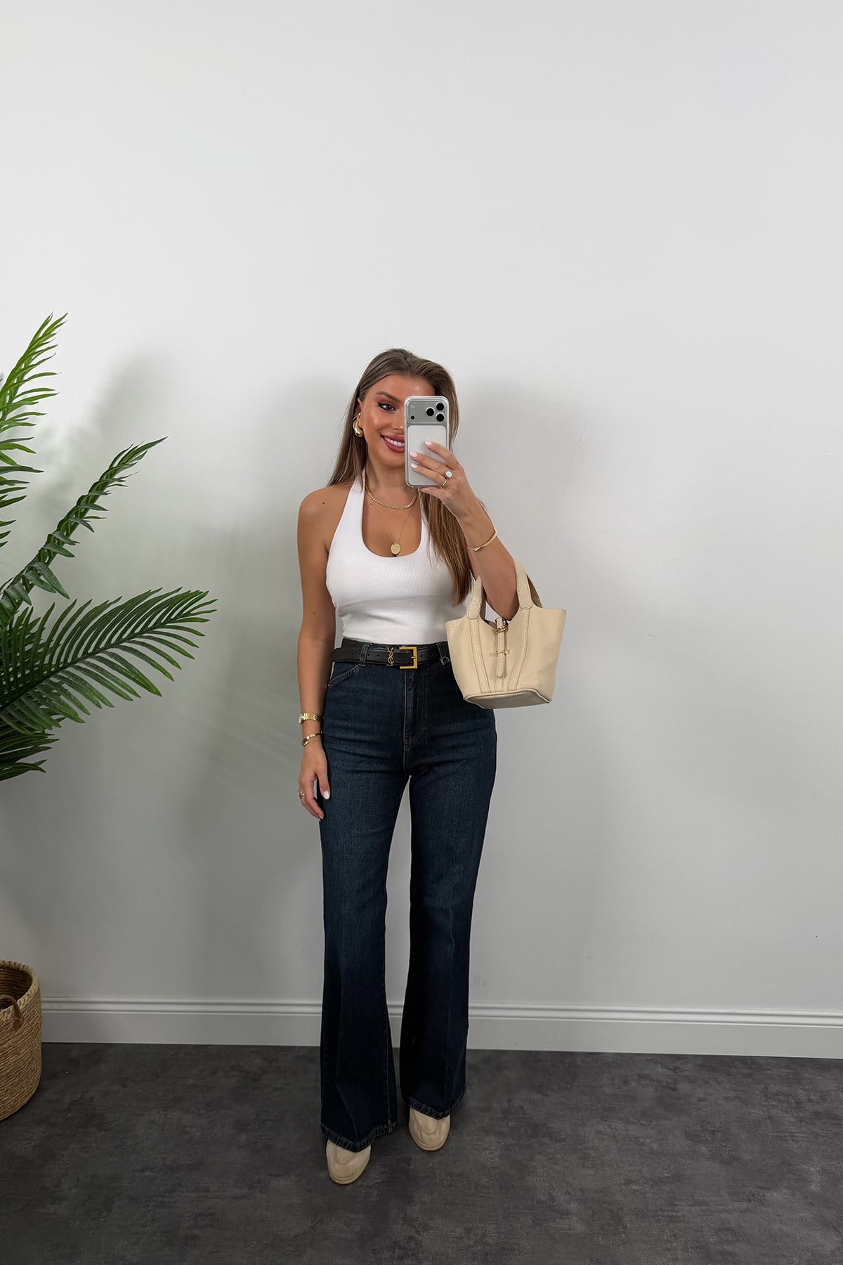 Premium Seri Kalem Paça Ütülü Palazzo Jean 1014 Tintli Dark Blue
