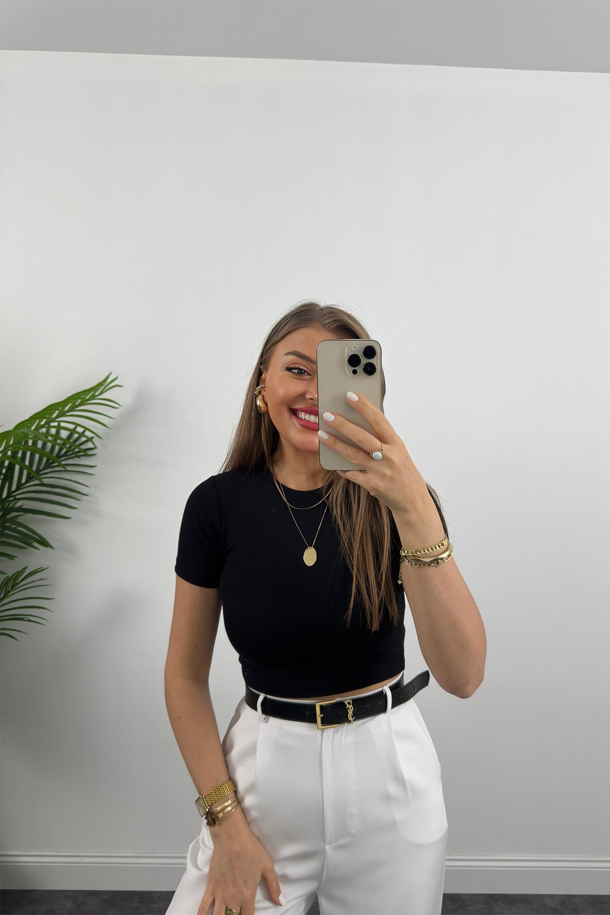 Zra Likralı Pamuklu Çelik Dokuma Basic Body Siyah