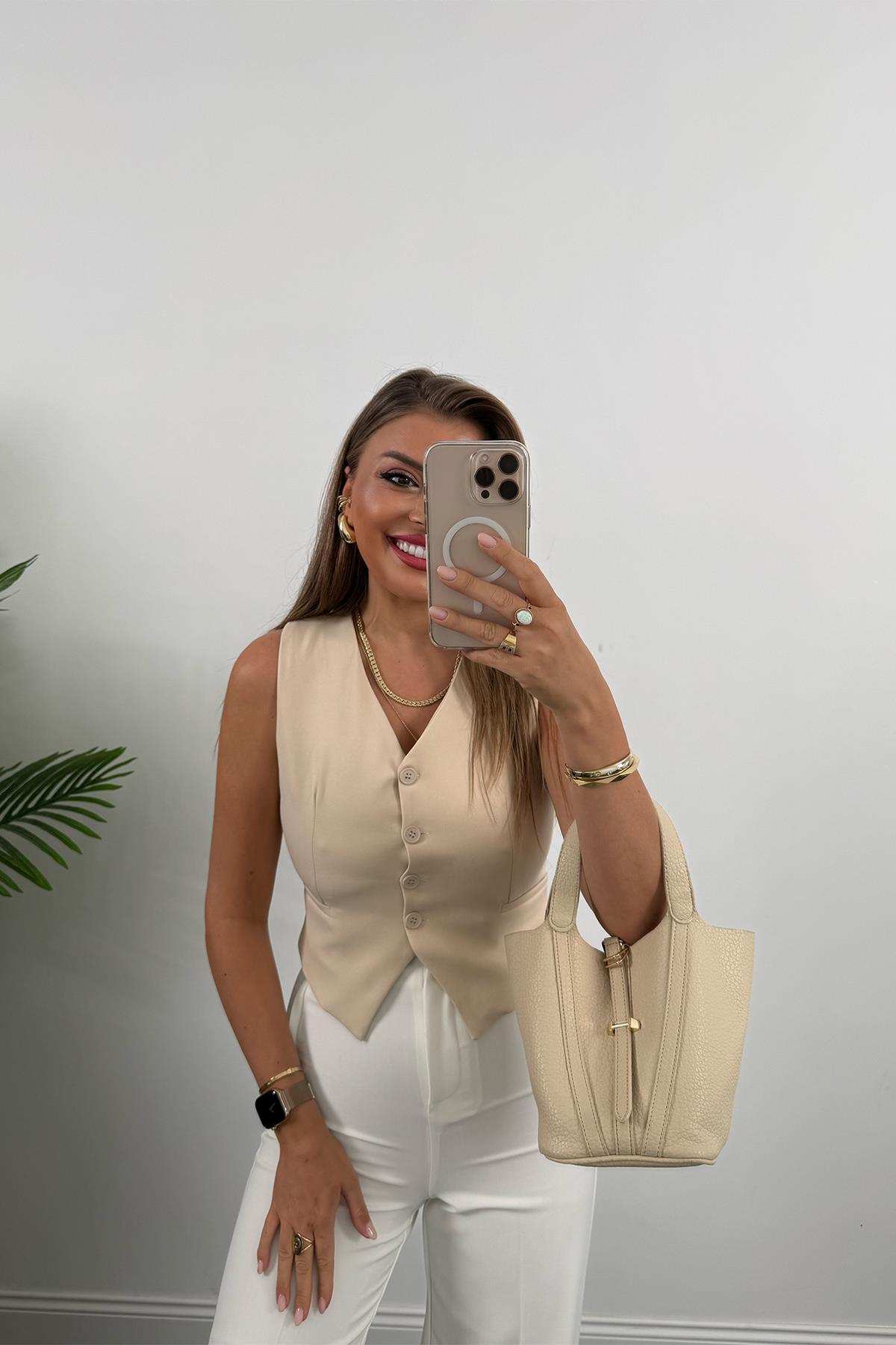 Zra Model Double Atlas Kumaş Astarlı Basic Yelek Taş 