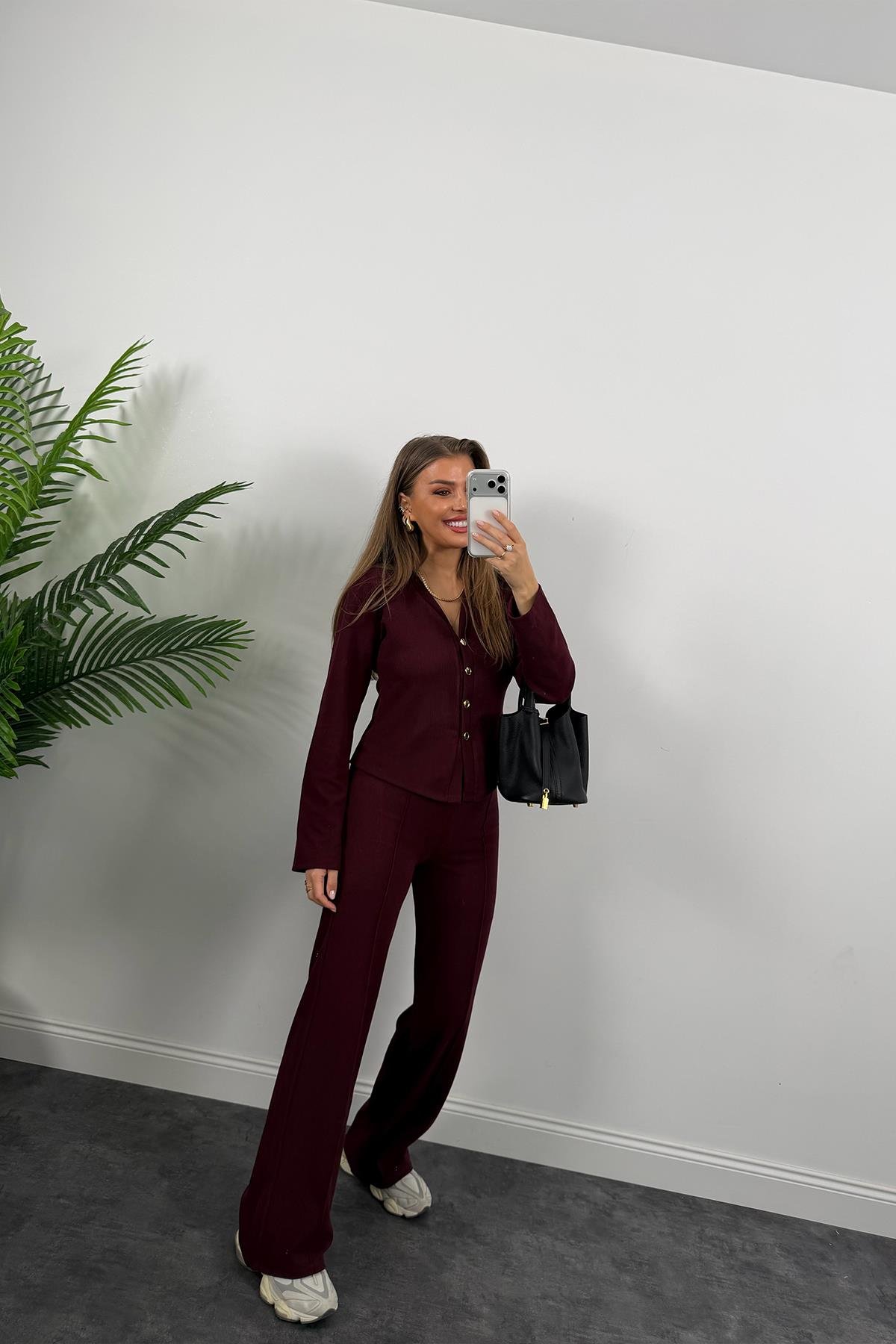 Zra Model Selanik Triko Yumoş Takım Bordo