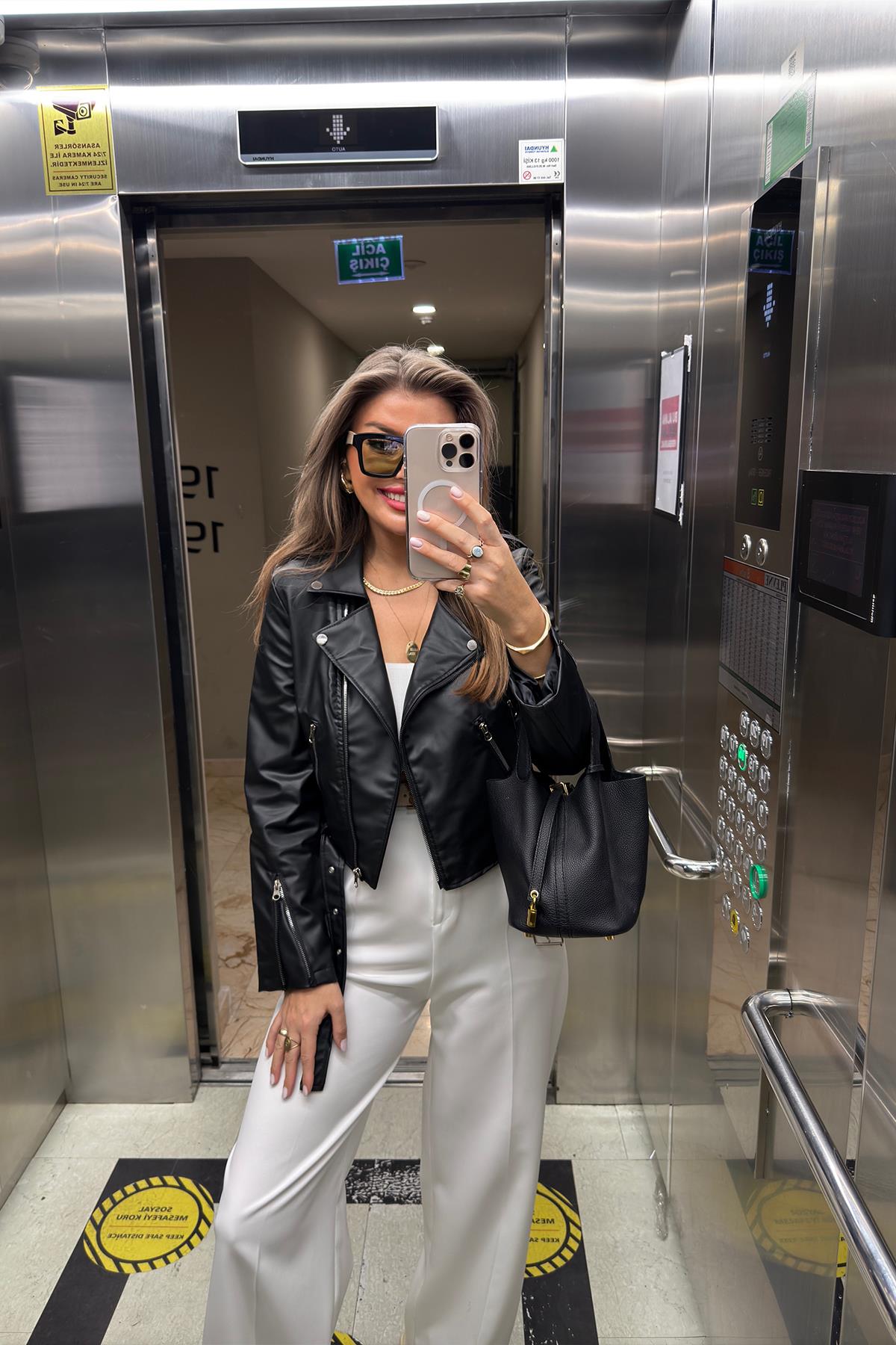 Zra Model Vegan Deri Biker Ceket Siyah
