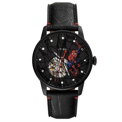 Fossil FLE1247SET Marvel x Fossil Limited-Edition Spider-Man Erkek Kol Saati ve Yaka İğnesi Seti