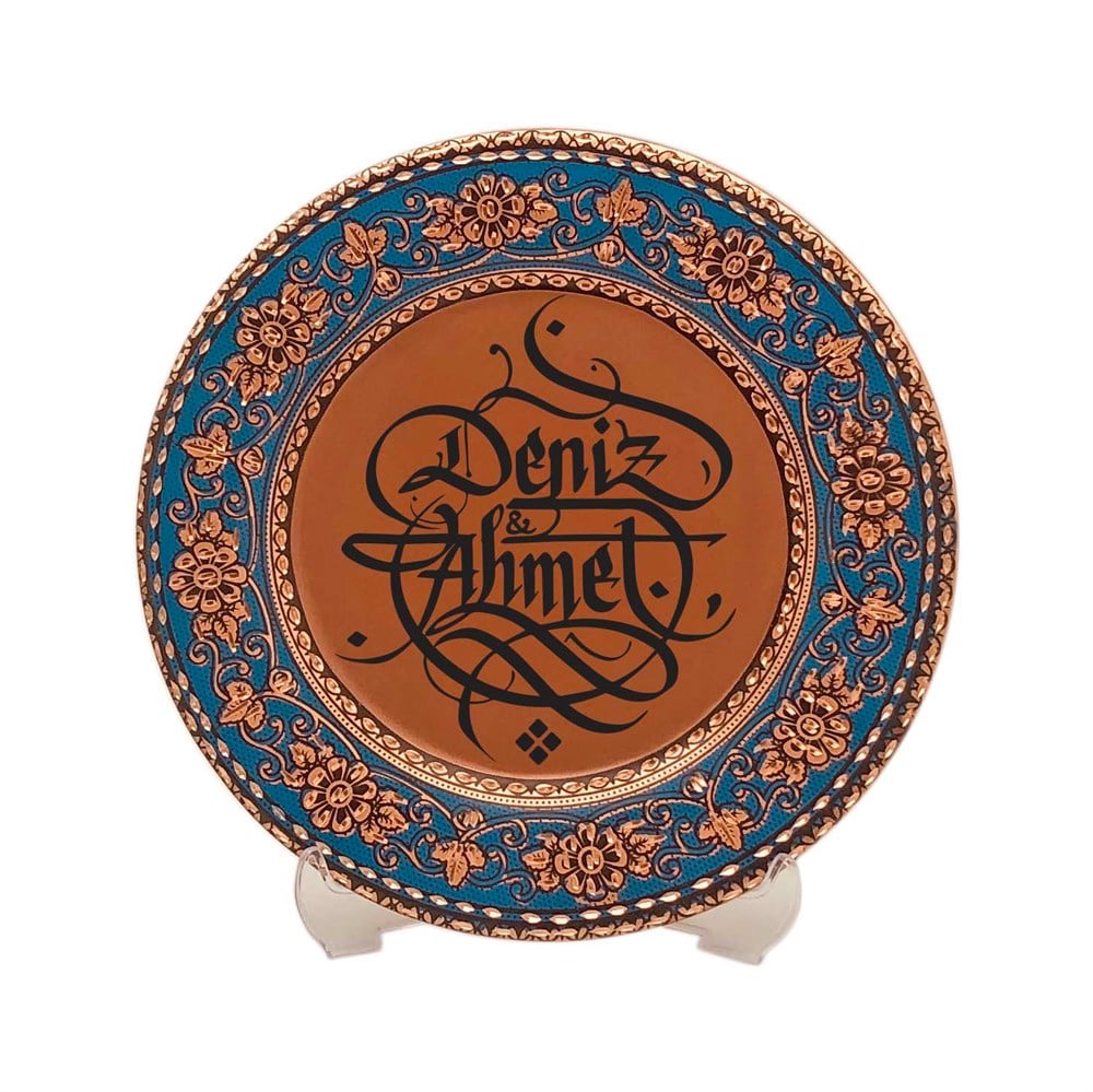 TİCİMAXTabakDekoratif Mavi Bakır Tabak 24cm