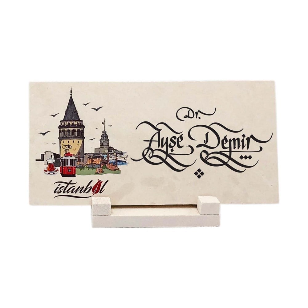 Galata ve Kızkulesi Mermer İsimlik 10x20cm