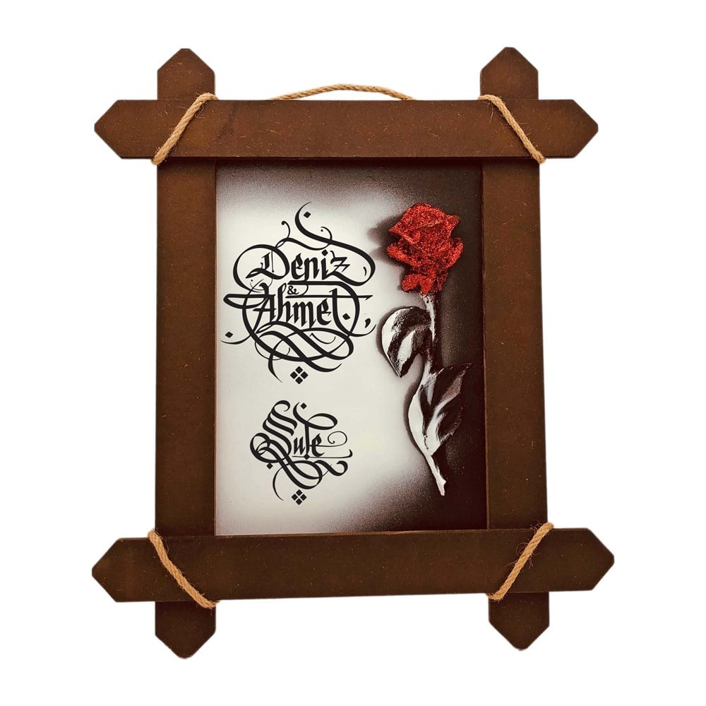 TİCİMAXTabloSimli Gül Kabartmalı Ahşap Tablo