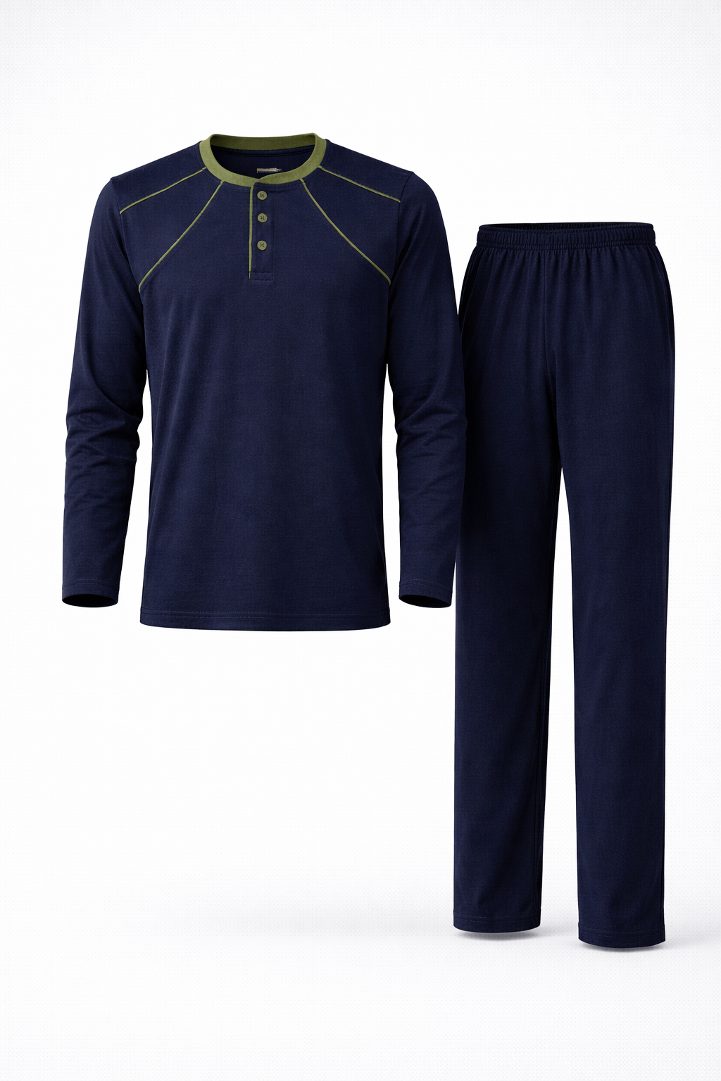 Erkek İnterlok Rahat Kalıp Sıfır Yaka Yüksek Kalite Pamuk Pijama Takımı 16670