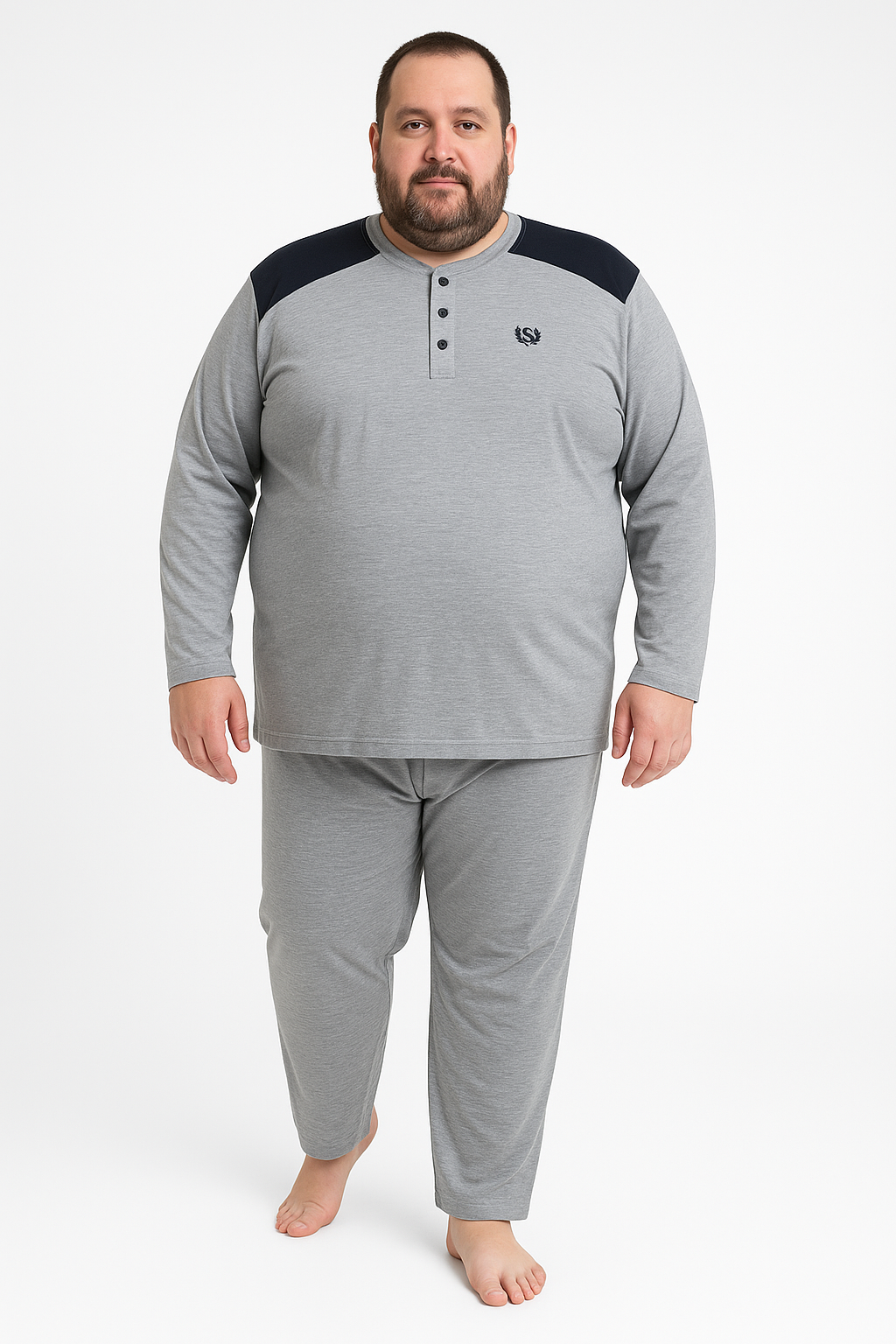 Erkek Yüksek Kalite İnterlok Penye Büyük Beden Pijama Takımı 18540