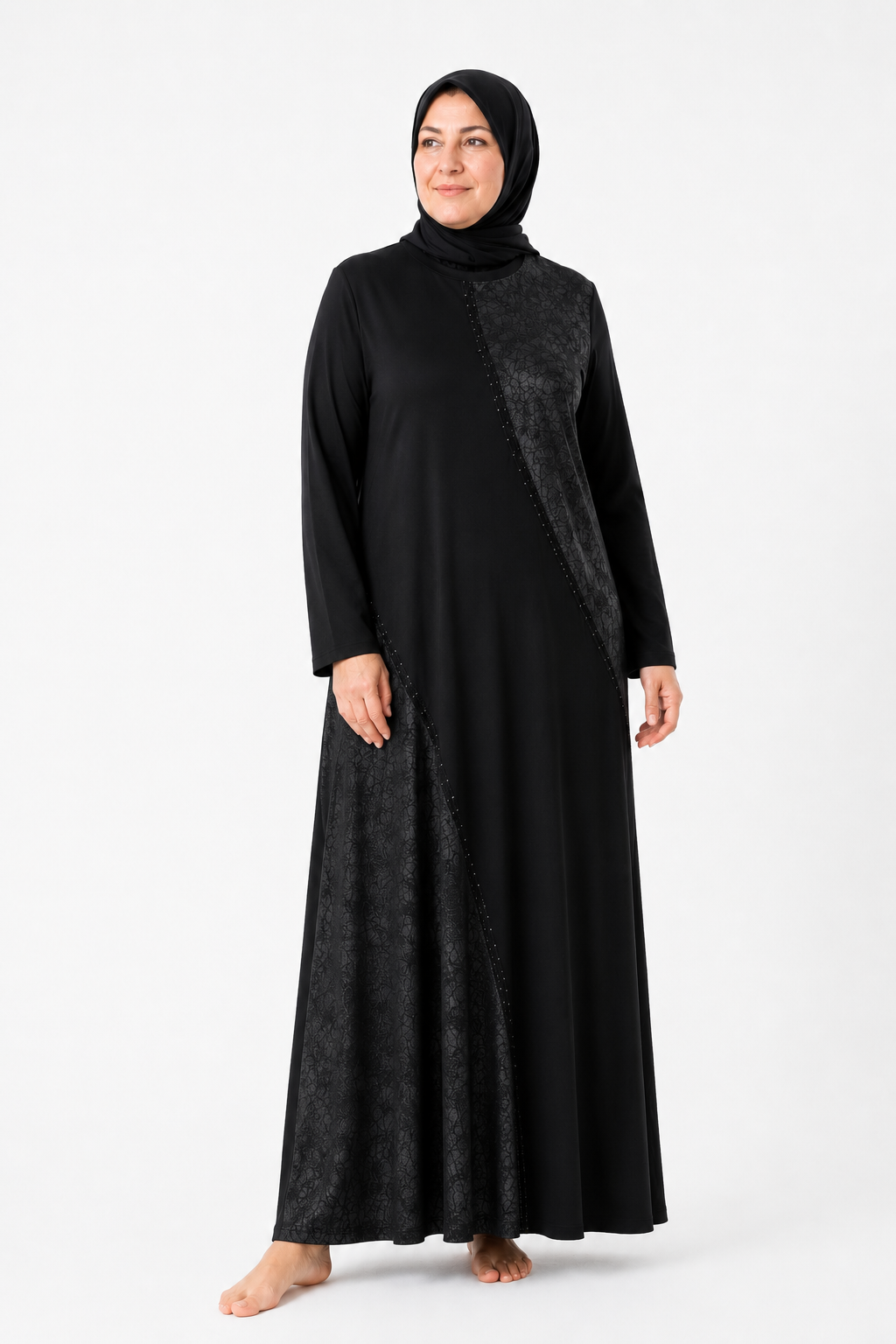 Kadın Orta Yaş Desenli Anne Penye Elbise 1380