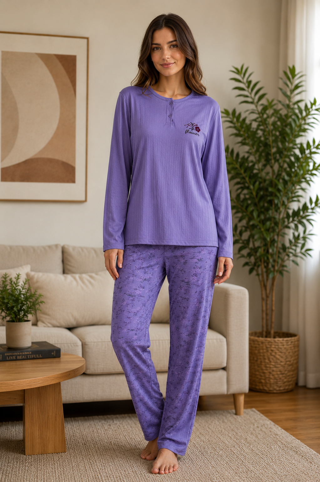 Kadın Orta Yaş ve Üzeri Rahat Kalıp Anne Pijama Takımı 270