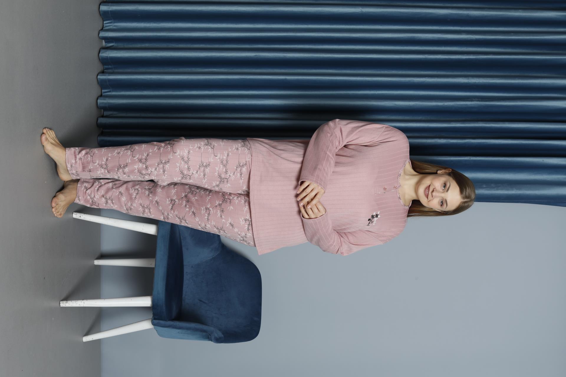 Kadın Orta Yaş ve Üzeri Regular Yüksek Kalite Büyük Beden Pamuk Anne Pijama Takımı 4550