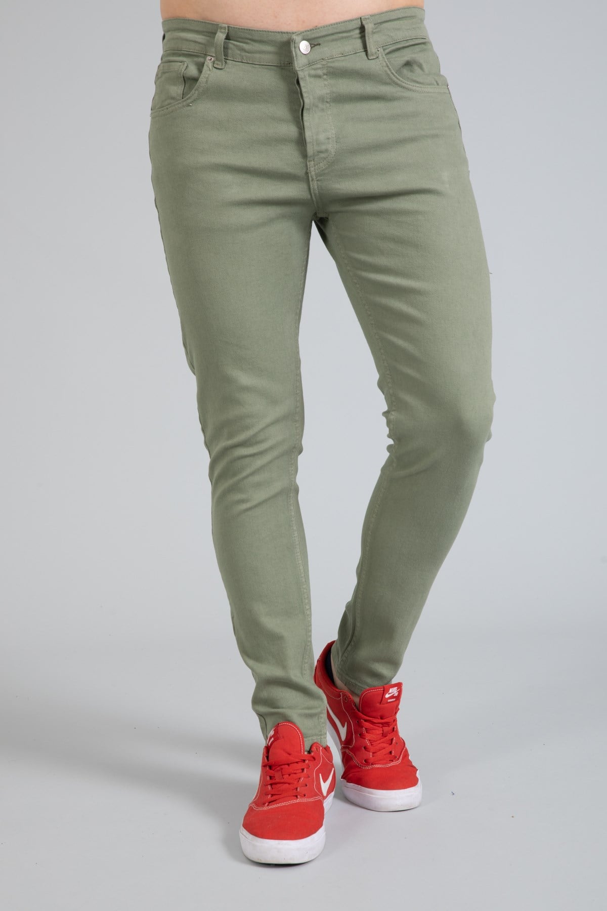 Yeni Sezon Erkek Denim Slim Fit Likralı Kot Jean Pantolon 2165-Yeşil