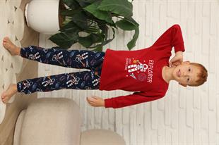 Yeni Stil Sonbahar/Kış Erkek Çocuk Uzay Figür Astronot Desen Polar Pijama Takımı 4565
