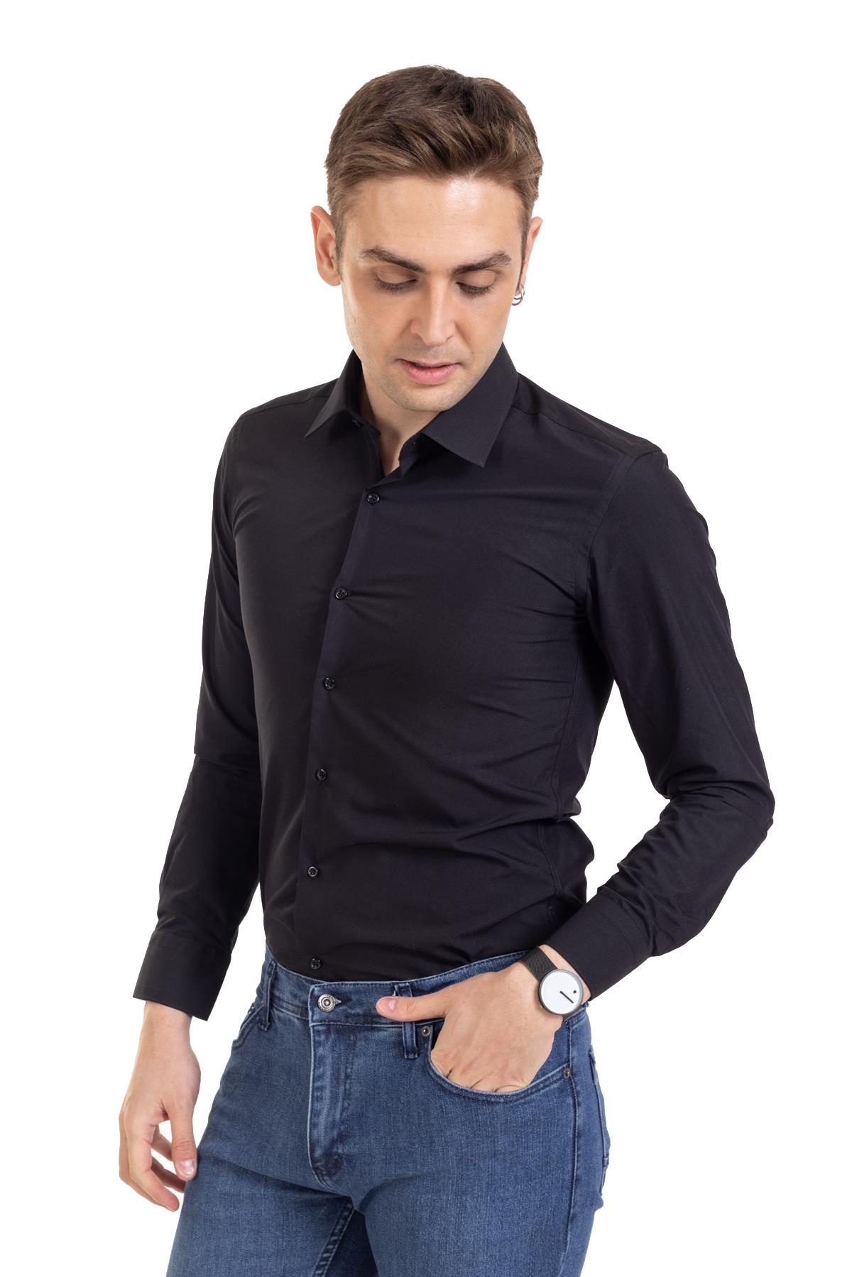 Erkek Slim Fit Dakron Yüksek Kalite Tam Kalıp Düğmeli Gömlek 2325