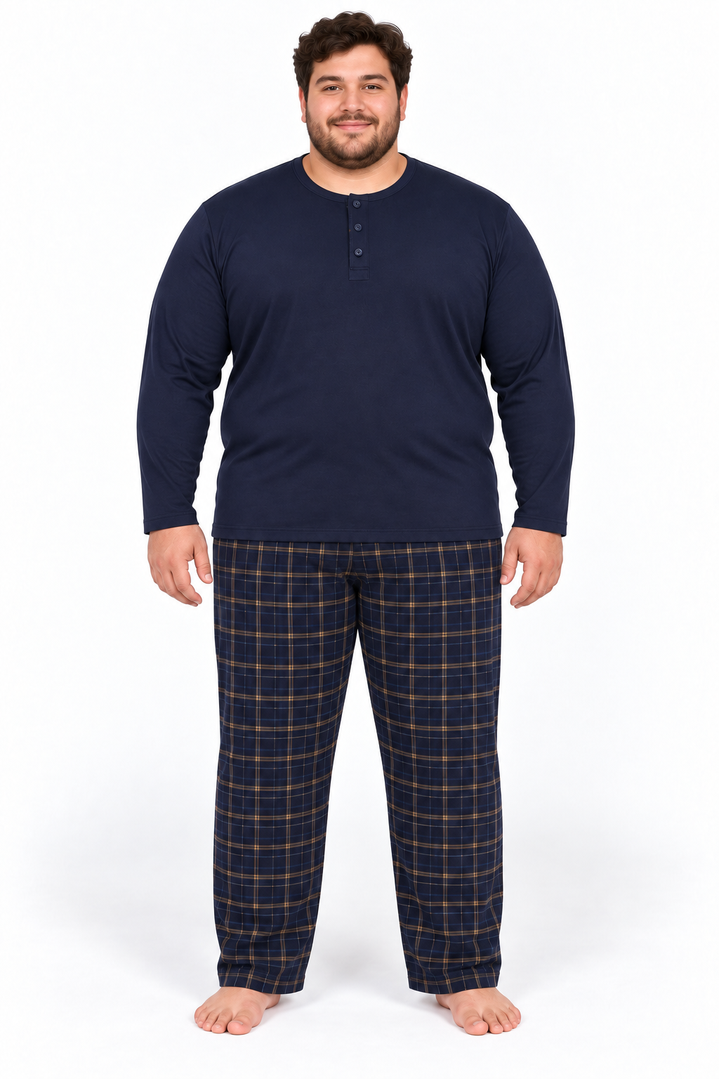 Erkek Yüksek Kalite İnterlok Penye Büyük Beden Pijama Takımı 18562