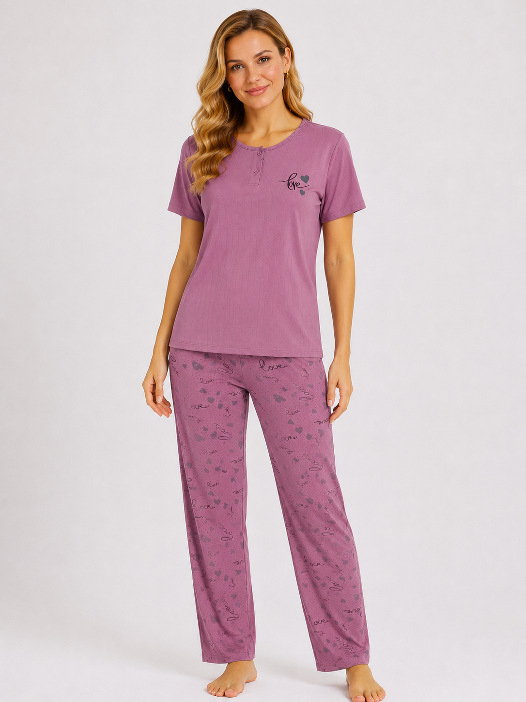 Kadın Orta Yaş ve Üzeri Kısa Kollu Anne Pijama Takımı 5540