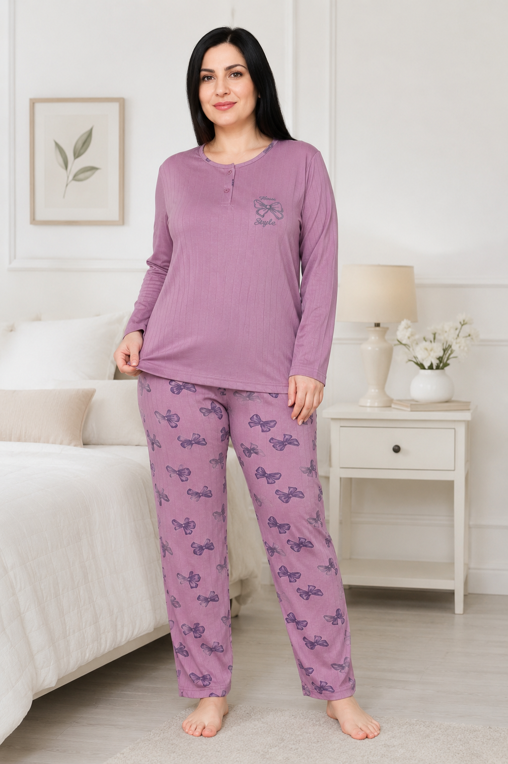 Kadın Orta Yaş ve Üzeri Rahat Kalıp Anne Pijama Takımı 268