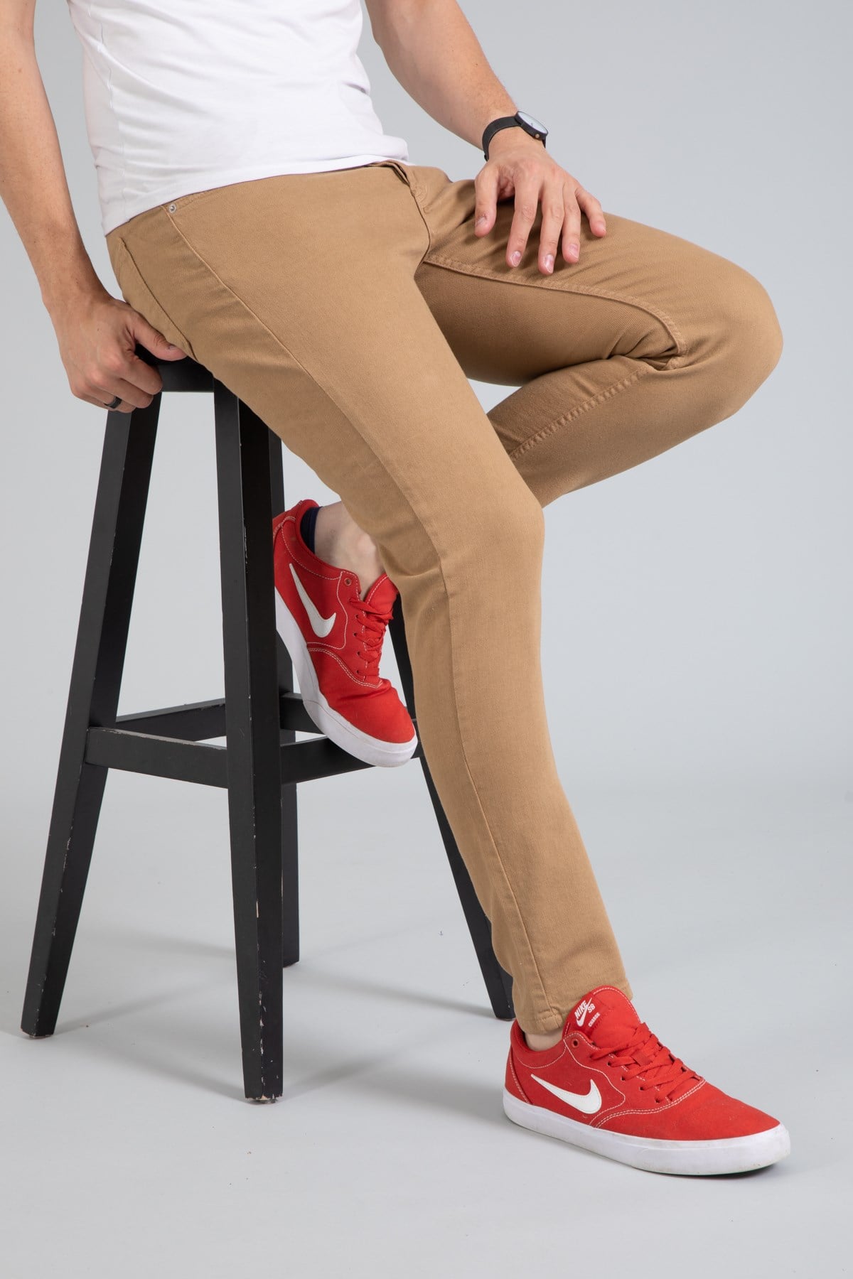 Yeni Sezon Erkek Denim Slim Fit Likralı Kot Jean Pantolon 2165-Hardal Sarısı