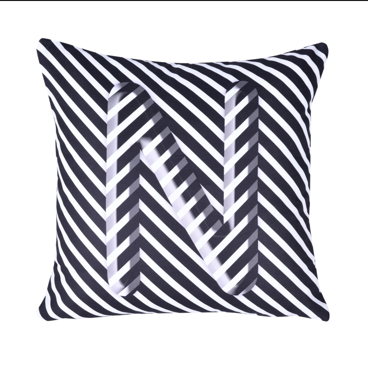 N Harfli Kırlent Çift Taraflı 45x45 cm