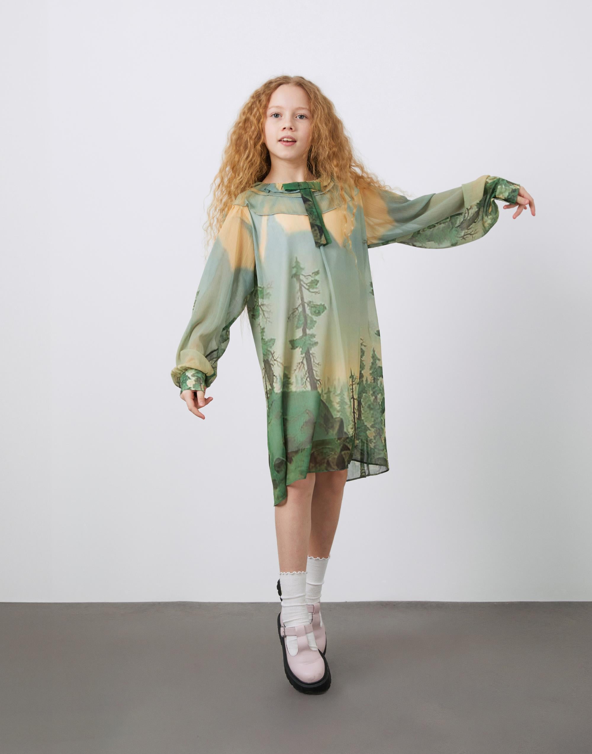 Ağaç Baskılı Kız Çocuk Elbise - junior, designer dresses, bachelorette, party dresses and graduation dresses.