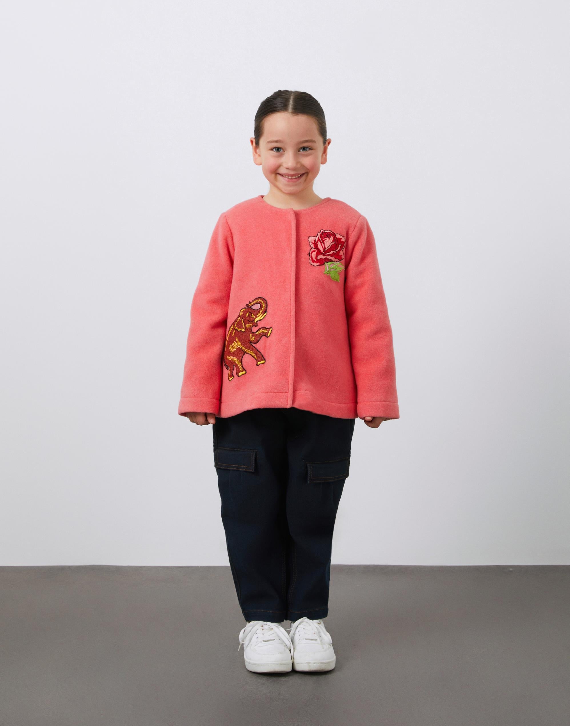 Aplike Detaylı Kız Çocuk Polar Ceket - junior, designer dresses, bachelorette, party dresses and graduation dresses.