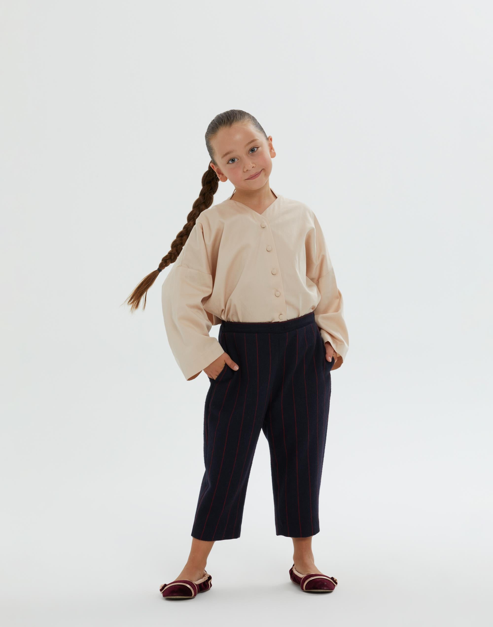 Beli Lastikli Bol Kesim Çizgili Lacivert Kız Çocuk Pantolon - junior, designer dresses, bachelorette, party dresses and graduation dresses.