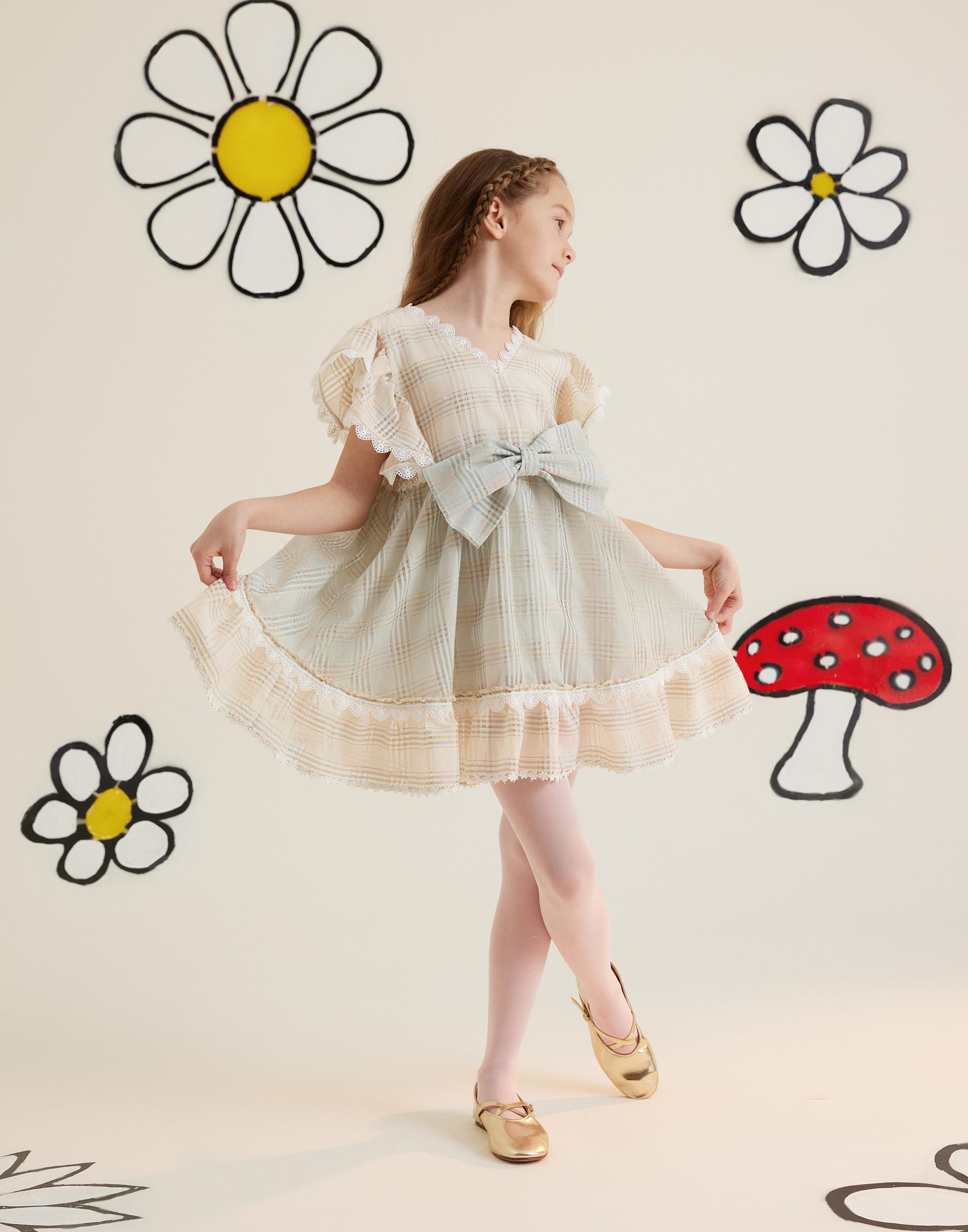 Danteli Fiyonk Detaylı Fırfırlı Desenli Yeşil Elbise - junior, designer dresses, bachelorette, party dresses and graduation dresses.