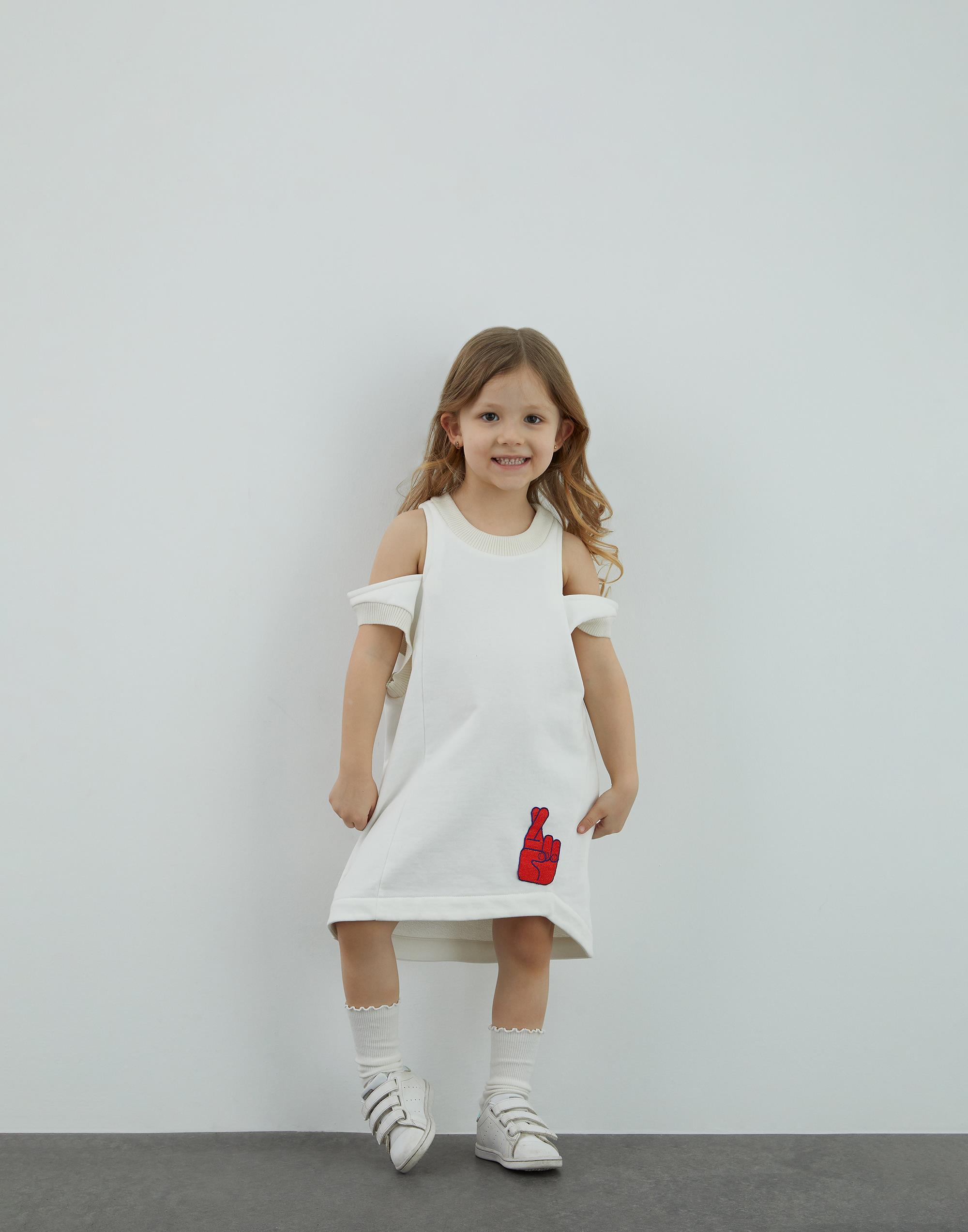 Düşük Omozlu Kız Çocuk Ekru Spor Elbise - junior, designer dresses, bachelorette, party dresses and graduation dresses.