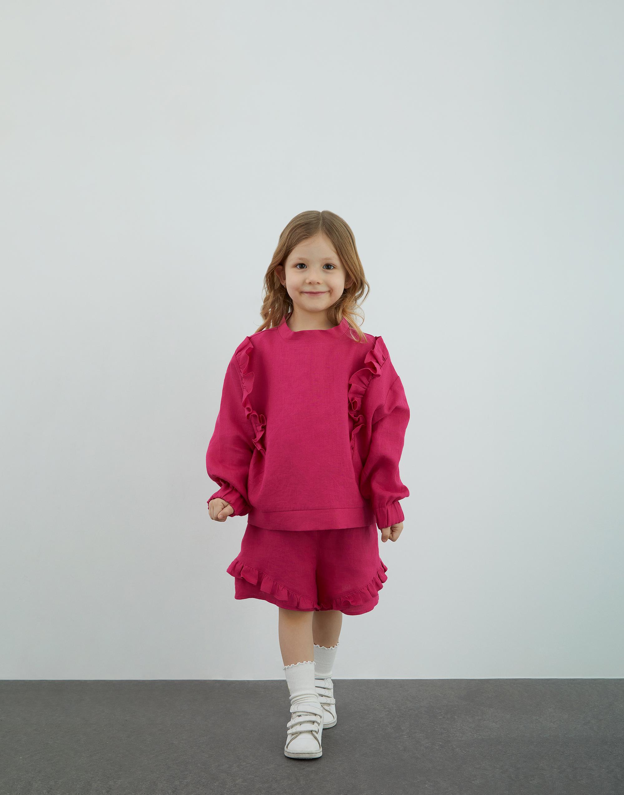 Fırfır Detaylı Pembe Keten Bluz - junior, designer dresses, bachelorette, party dresses and graduation dresses.