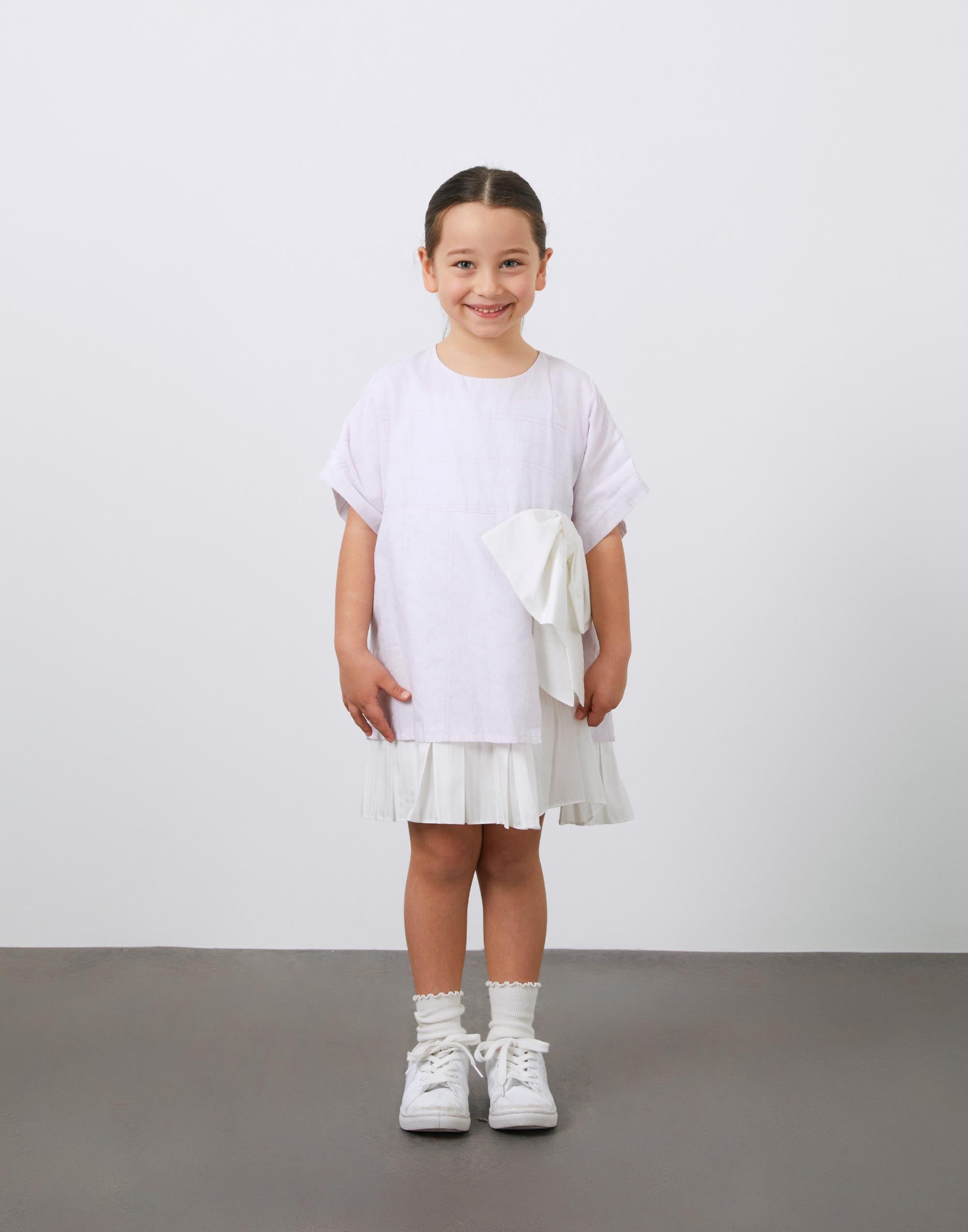 Fiyonk Detaylı Kısa Kollu Lila Vual Kız Çocuk Elbise - junior, designer dresses, bachelorette, party dresses and graduation dresses.