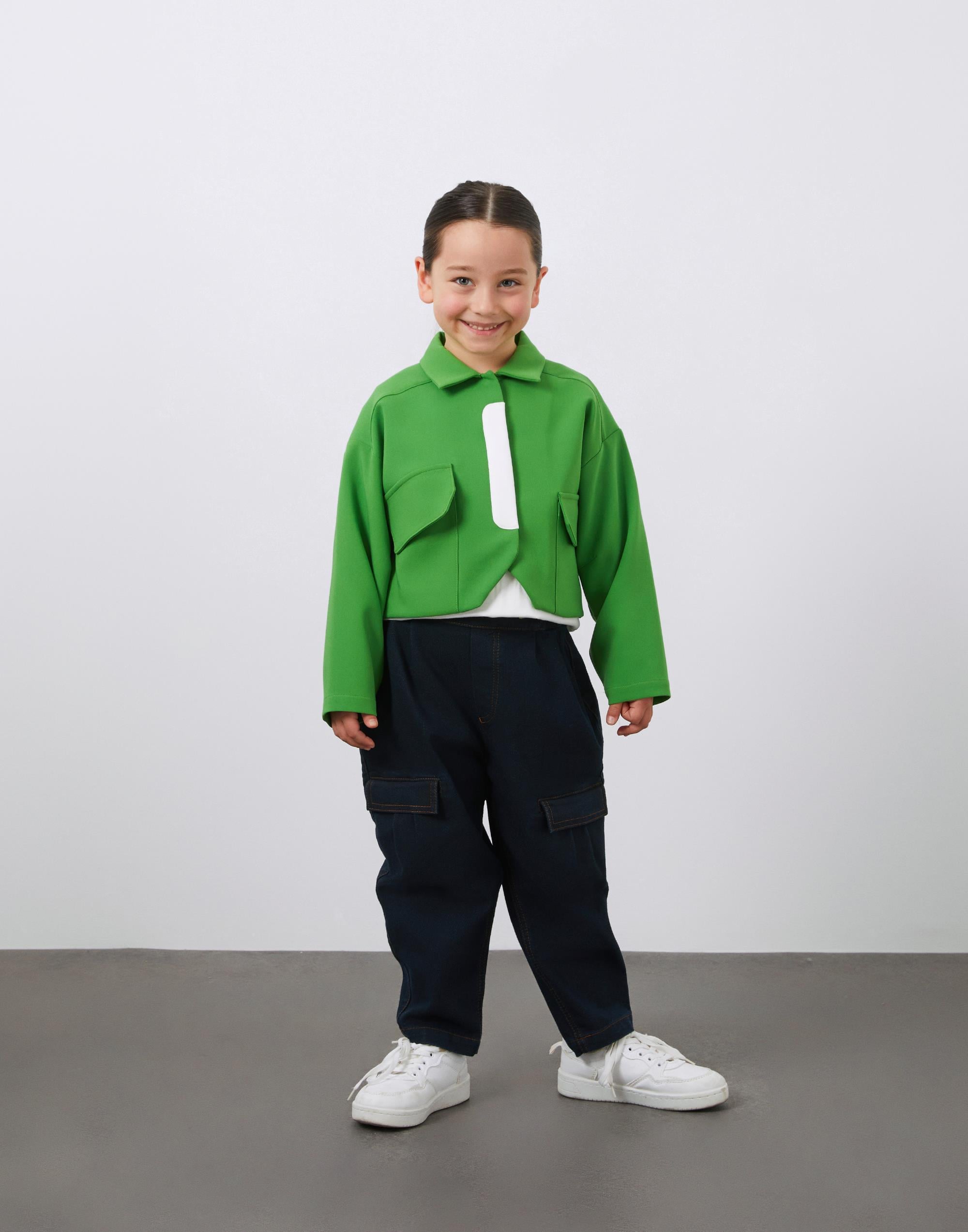 Kız Çocuk Cepli Kısa Ceket  - junior, designer dresses, bachelorette, party dresses and graduation dresses.
