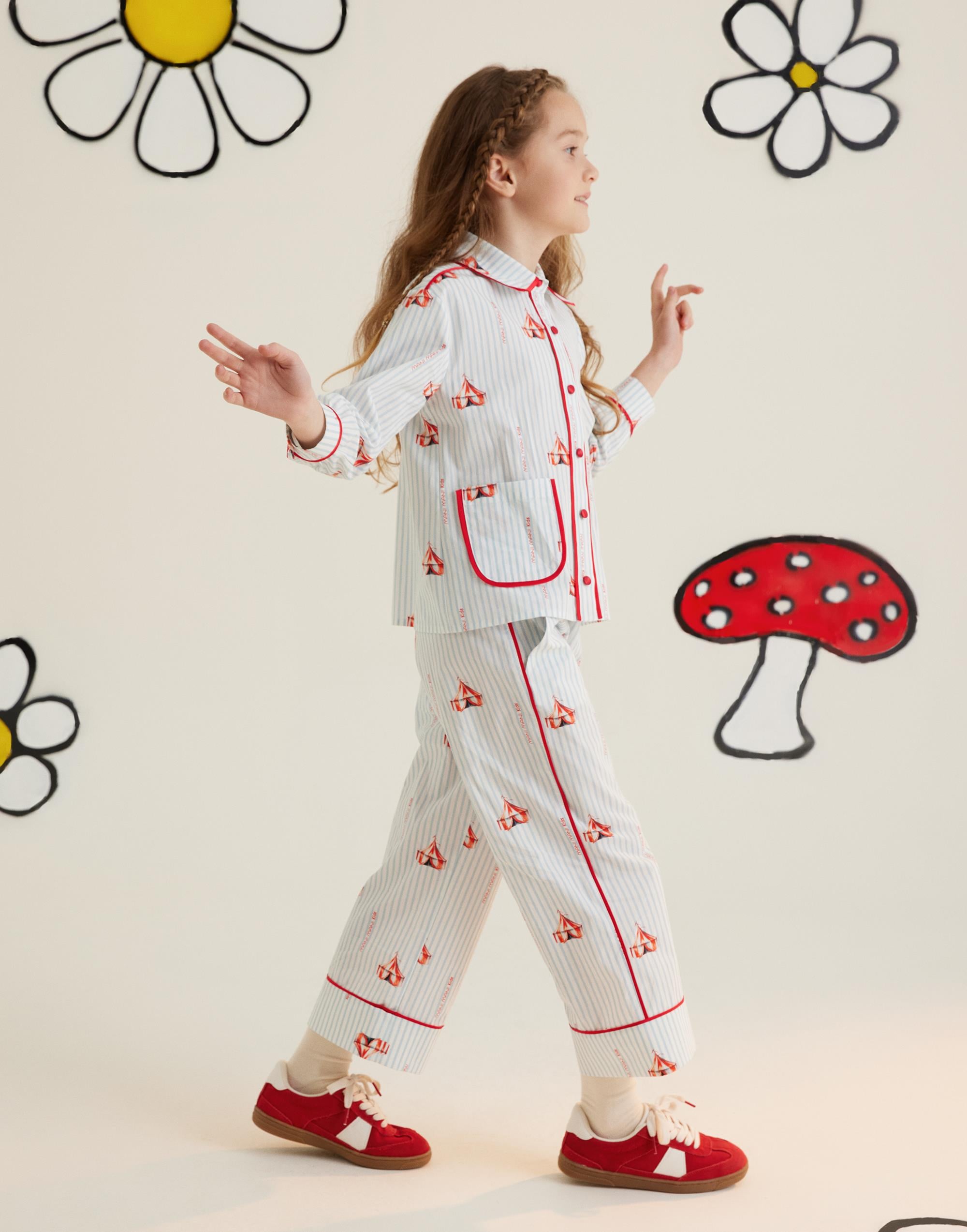 KONTRAST BİYELİ DESENLİ PİJAMA - junior, designer dresses, bachelorette, party dresses and graduation dresses.