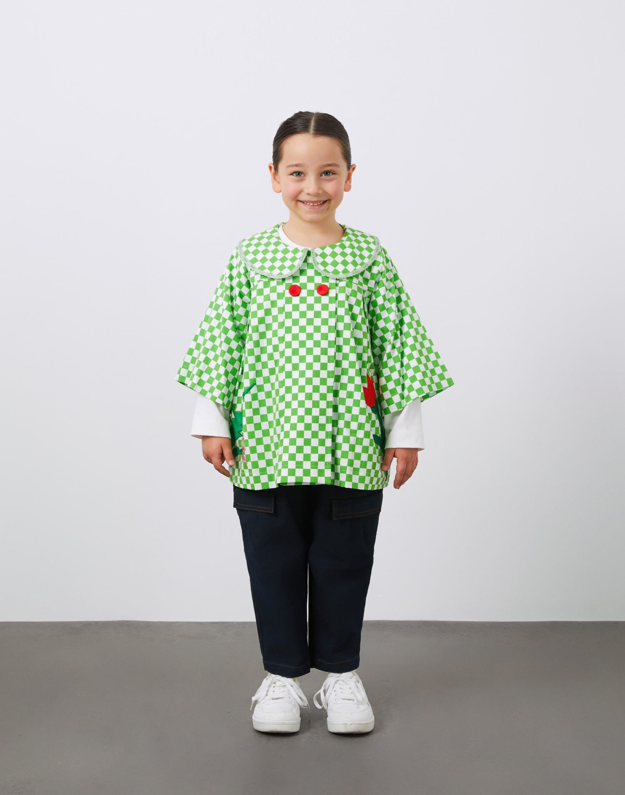 Nakış Detaylı Bebe Yaka Yeşil Kız Çocuk Koton Ceket - junior, designer dresses, bachelorette, party dresses and graduation dresses.
