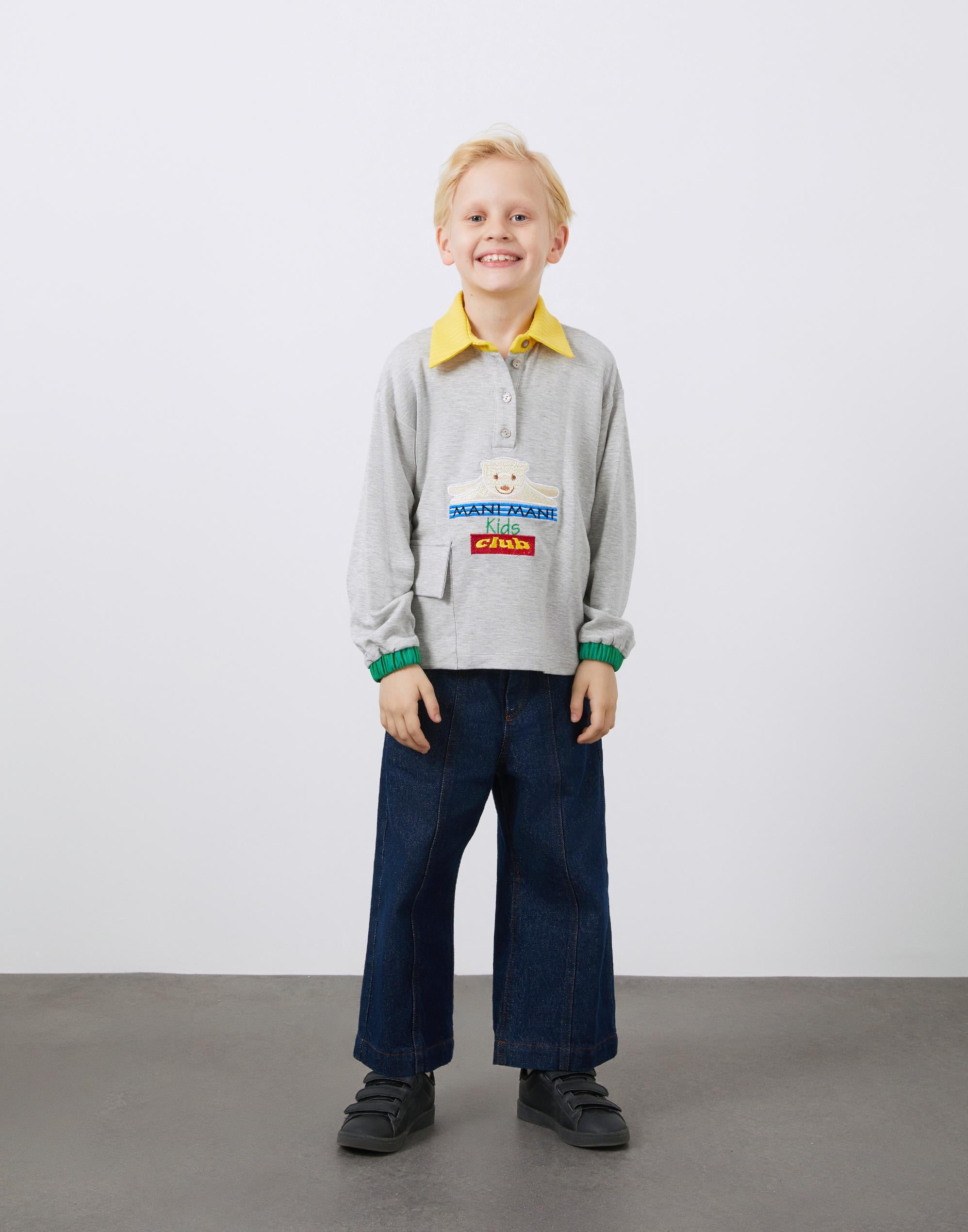 Nakış Detaylı Gömlek Yaka Erkek Çocuk Sweatshirt - junior, designer dresses, bachelorette, party dresses and graduation dresses.
