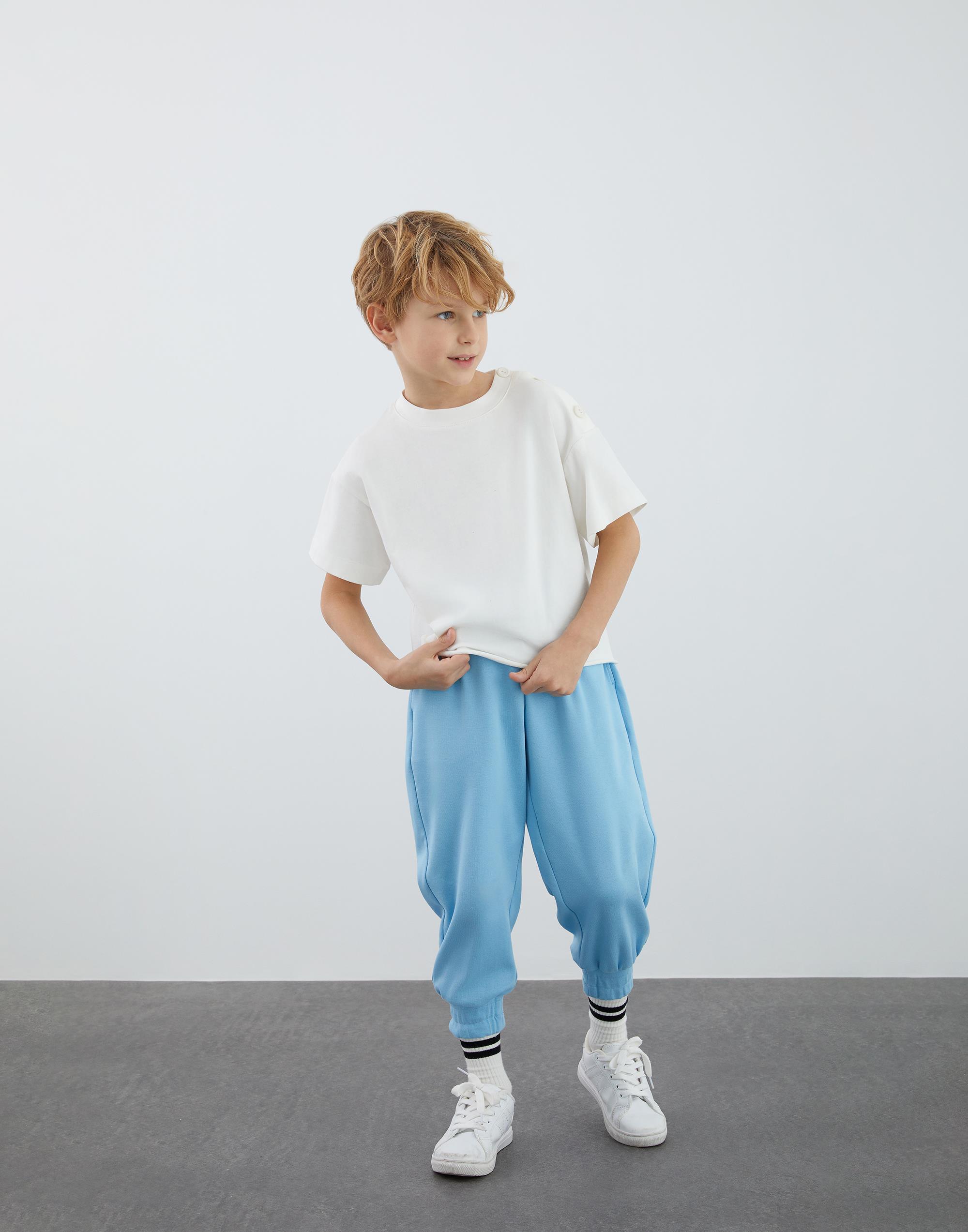 Omuz Düğmeli Basic Ekru T shirt - junior, designer dresses, bachelorette, party dresses and graduation dresses.