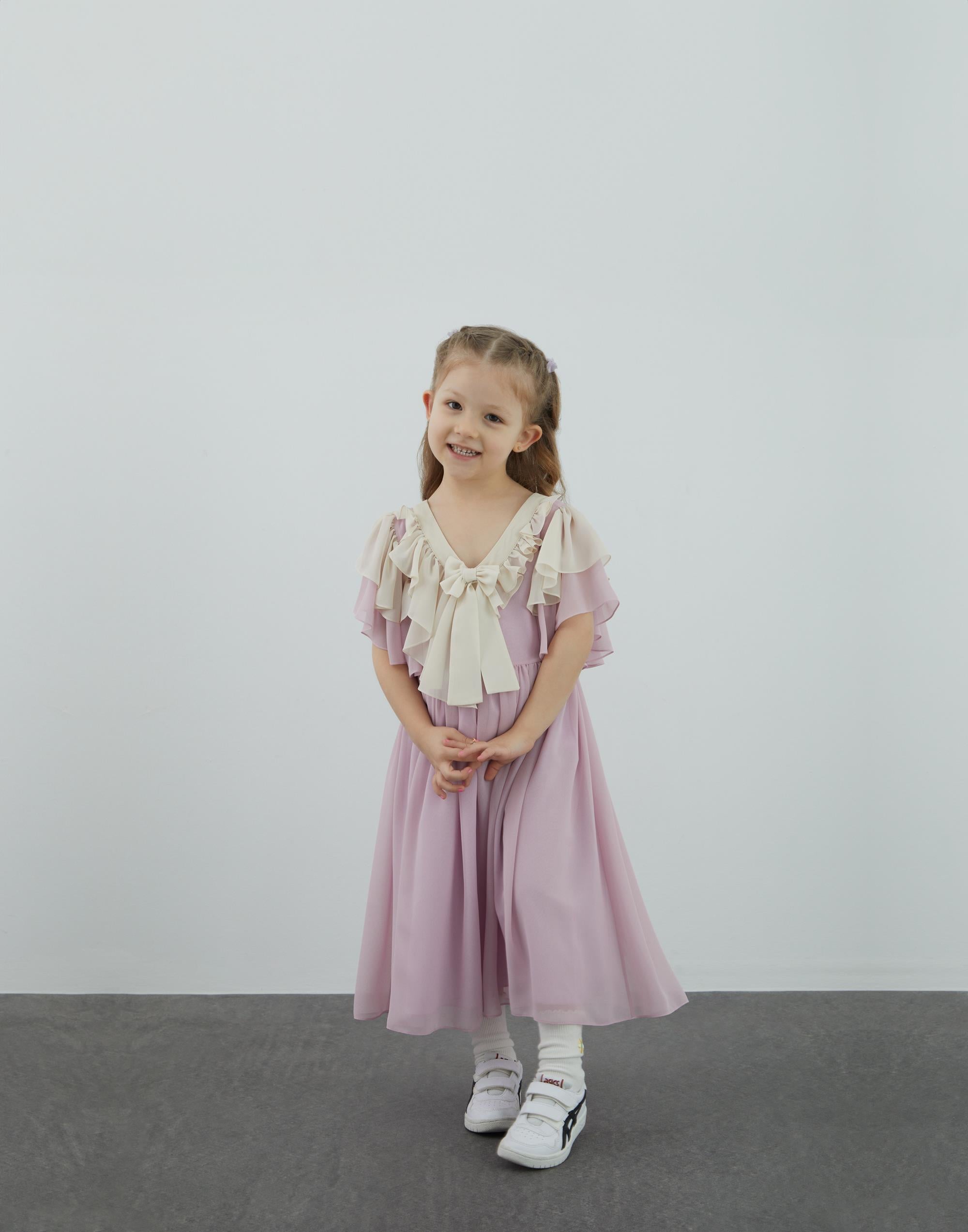 Volan Ve Fiyonk Detaylı Şifon Elbise - junior, designer dresses, bachelorette, party dresses and graduation dresses.