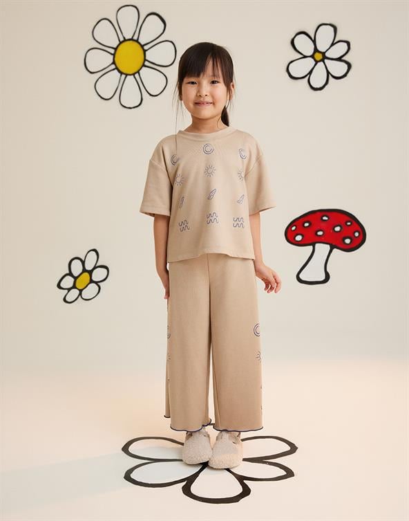 Belden Lastikli Baskılı Bej Eşofman - junior, designer dresses, bachelorette, party dresses and graduation dresses.