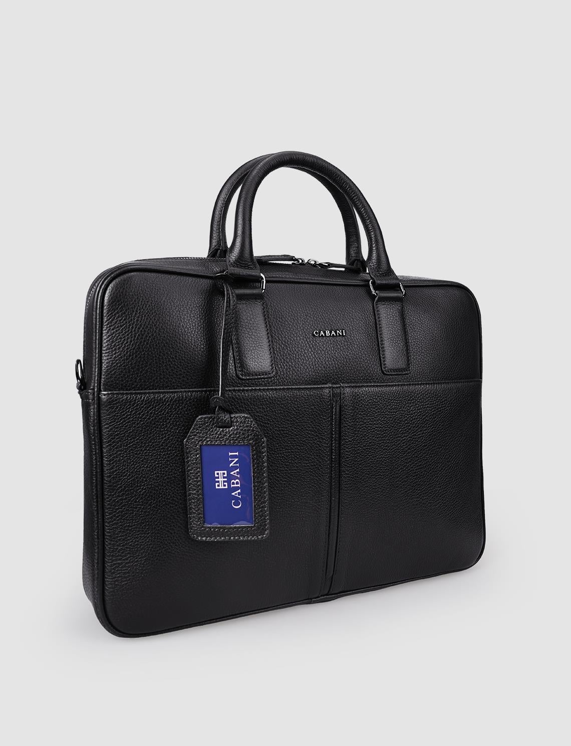 Cabani 100% Genuine Leather Black Shoulder Briefcase l Cabani