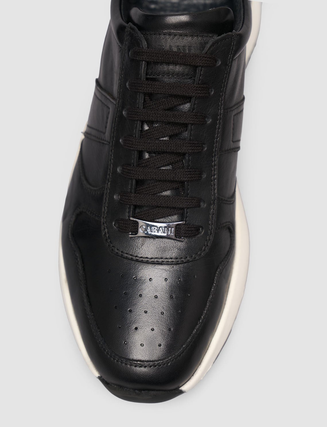 100% Genuine Leather Textured Black Nappa Lace-Up Men's Sneakers