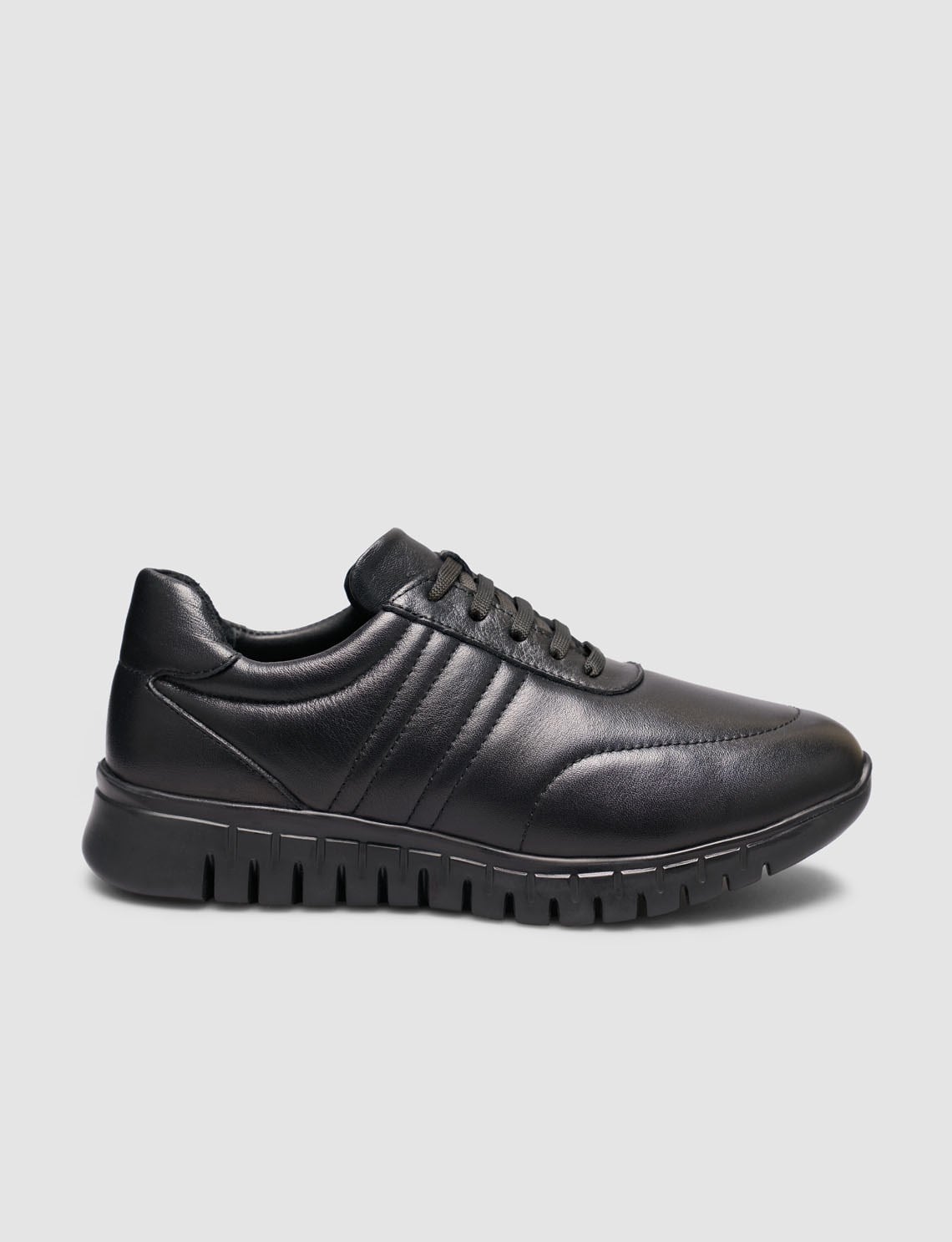 Black - Black Sole Genuine Calf Leather Suede Detailed Women
