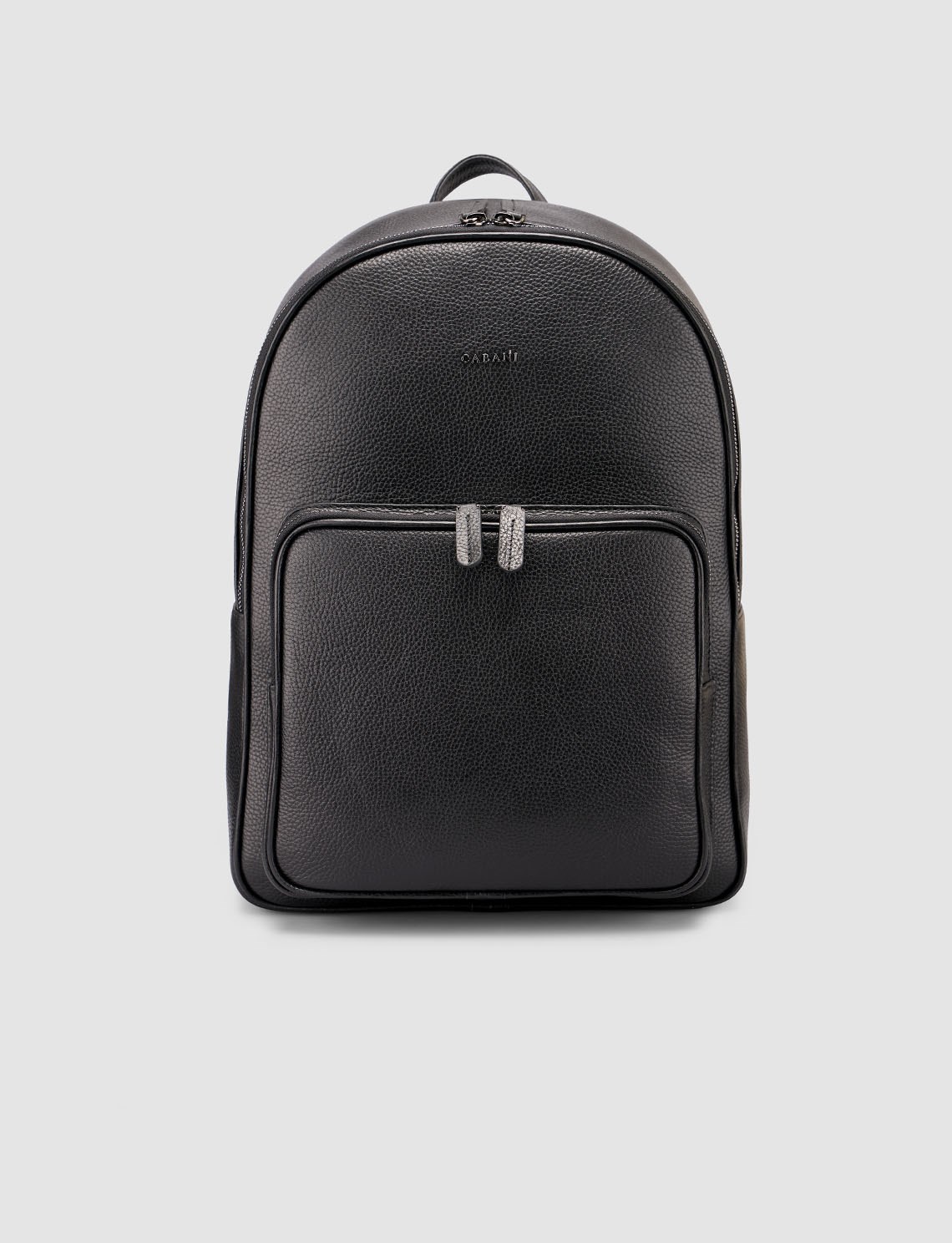 Black Genuine Leather Men's Backpack (Front Pocket, Zippered) l Cabani