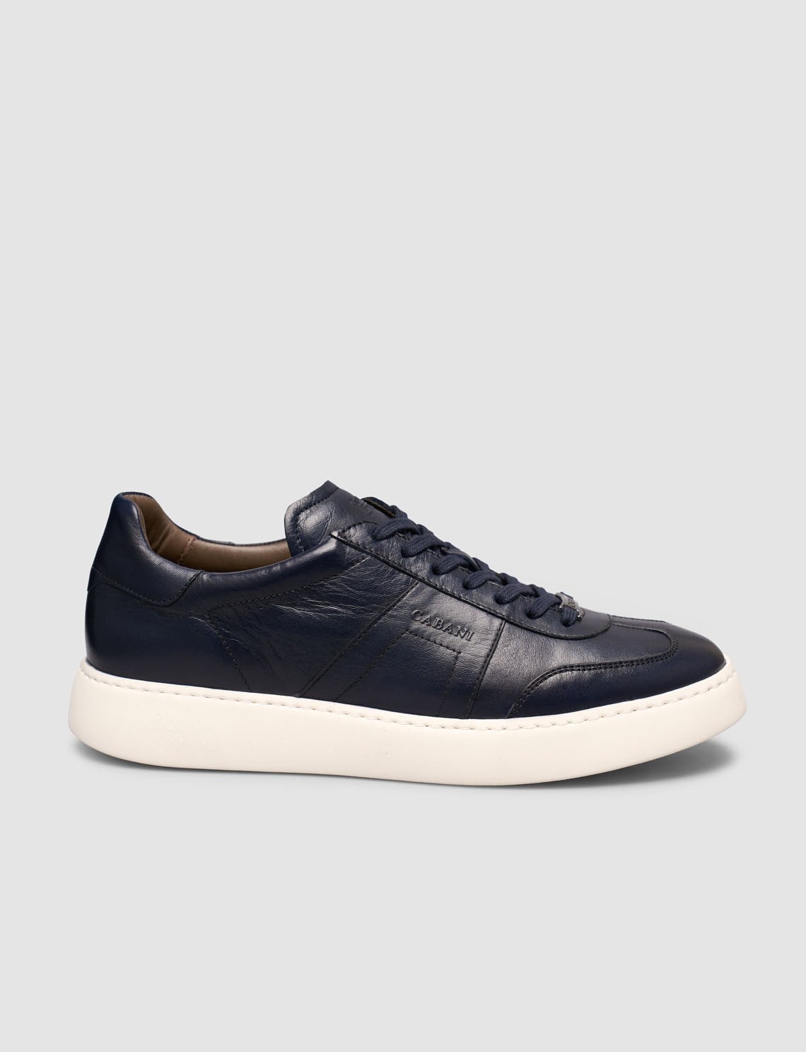 100% Leather Lace-Up Navy Men's Sneakers l Cabani