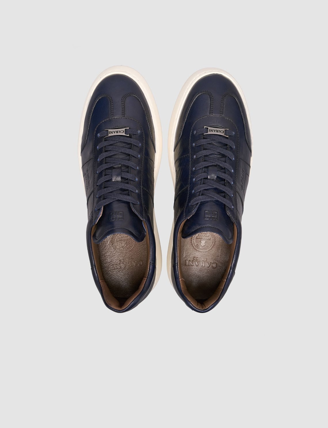 100% Leather Lace-Up Navy Men's Sneakers l Cabani