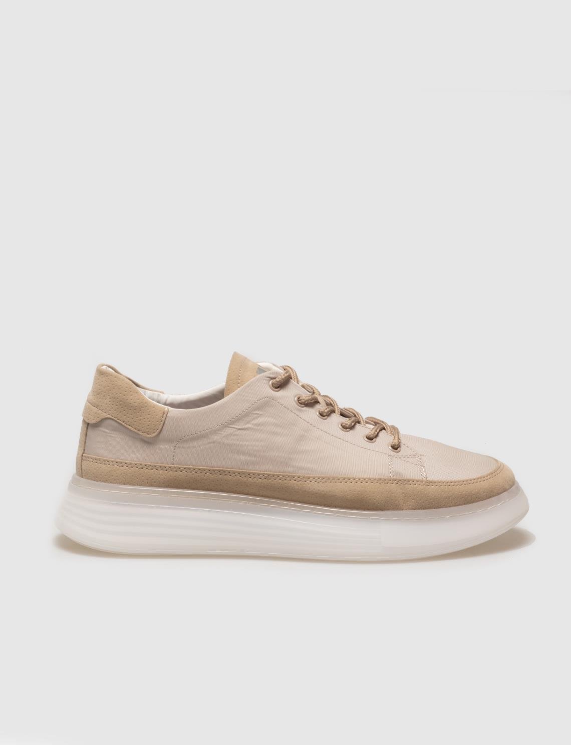 Men Beige Lace Up Chunky Sneakers