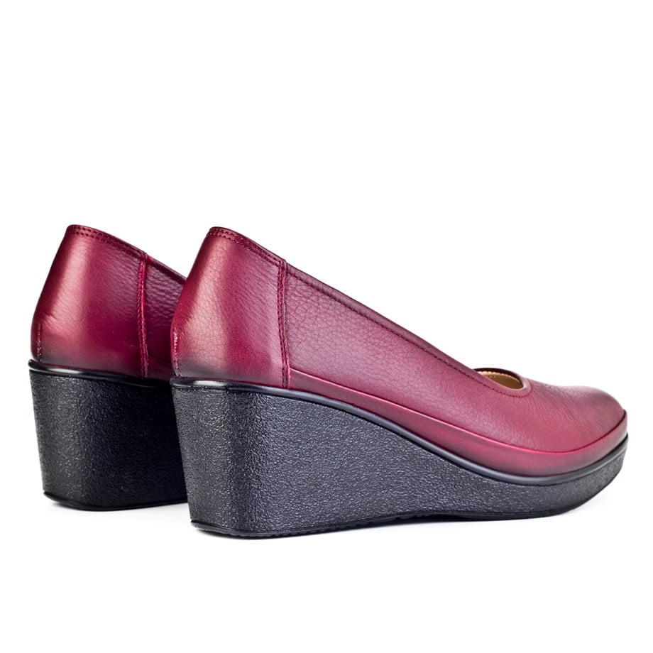 Hakiki Deri Bordo Kadın Günlük Ayakkabı | Cabani