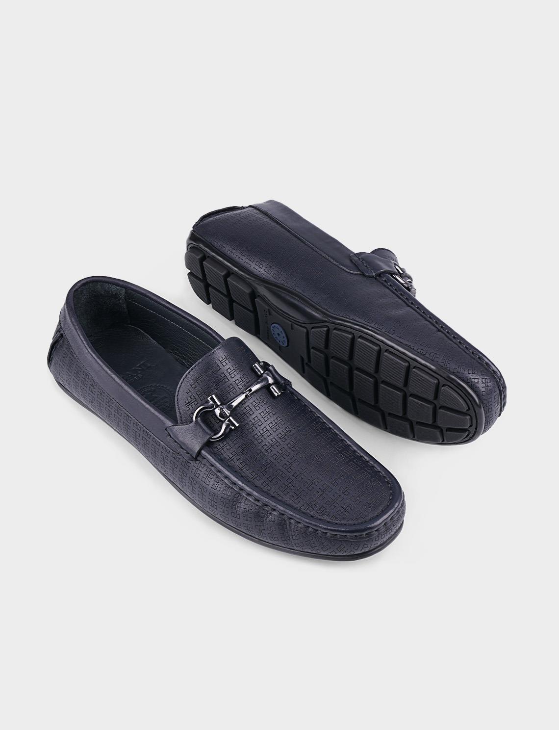 Hakiki Deri Erkek Lacivert Loafer Ayakkabı | Cabani
